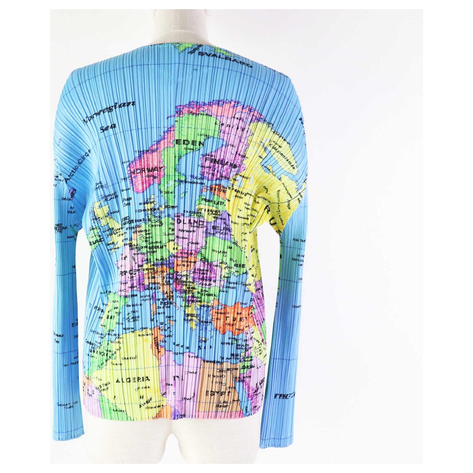 Autre Marque Issey Miyake World Map Cardigan PP81-J0594 Polyester