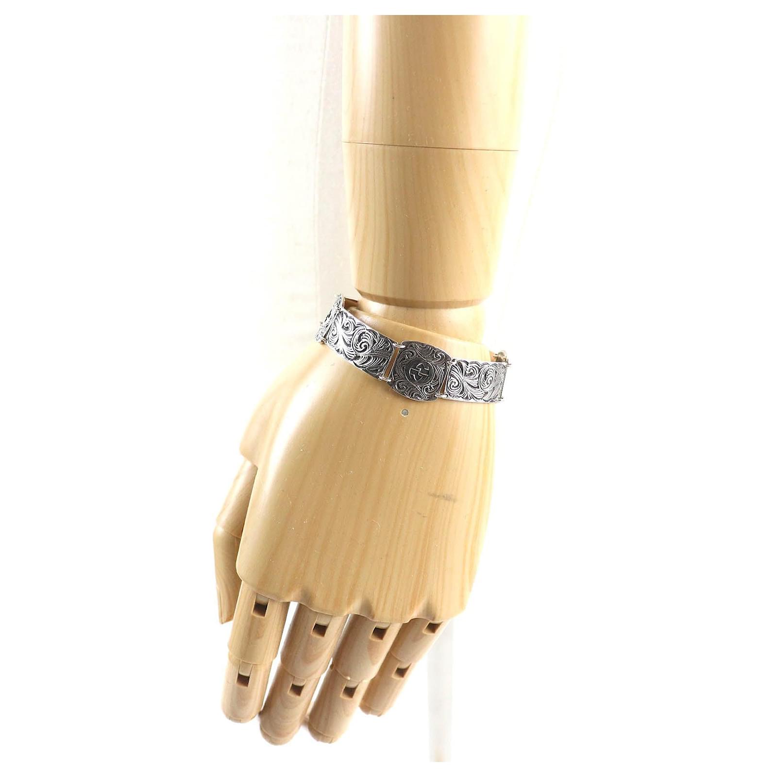 アクセサリー GUCCI interlocking bracelet arabesque GUCCI Silver Arabesque Interlocking G Bracelet Silvery Metal