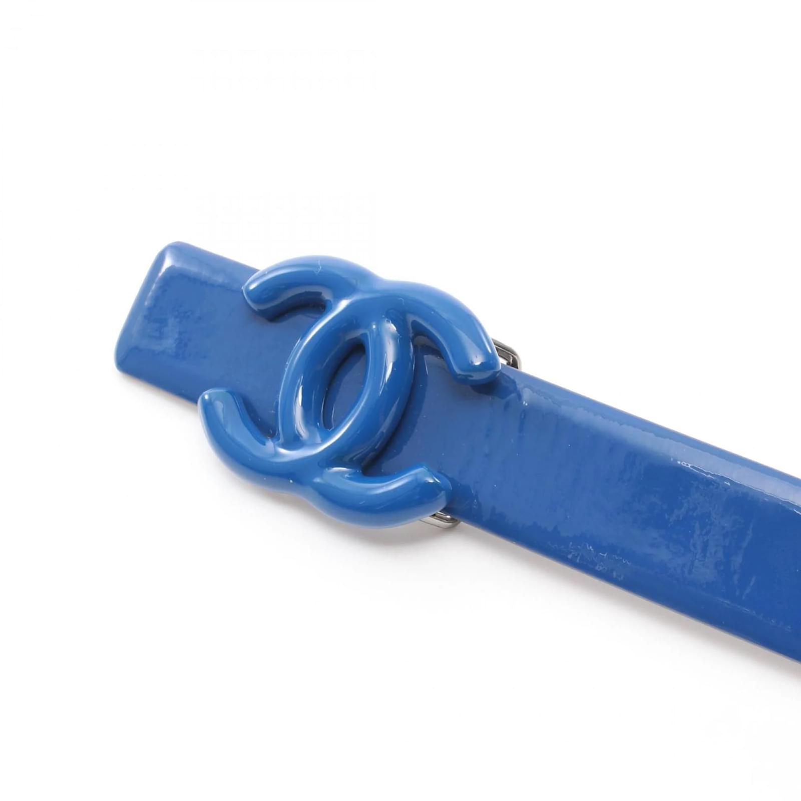 Chanel Coco Mark Patent Leather Belt Blue Joli Closet - Main Image