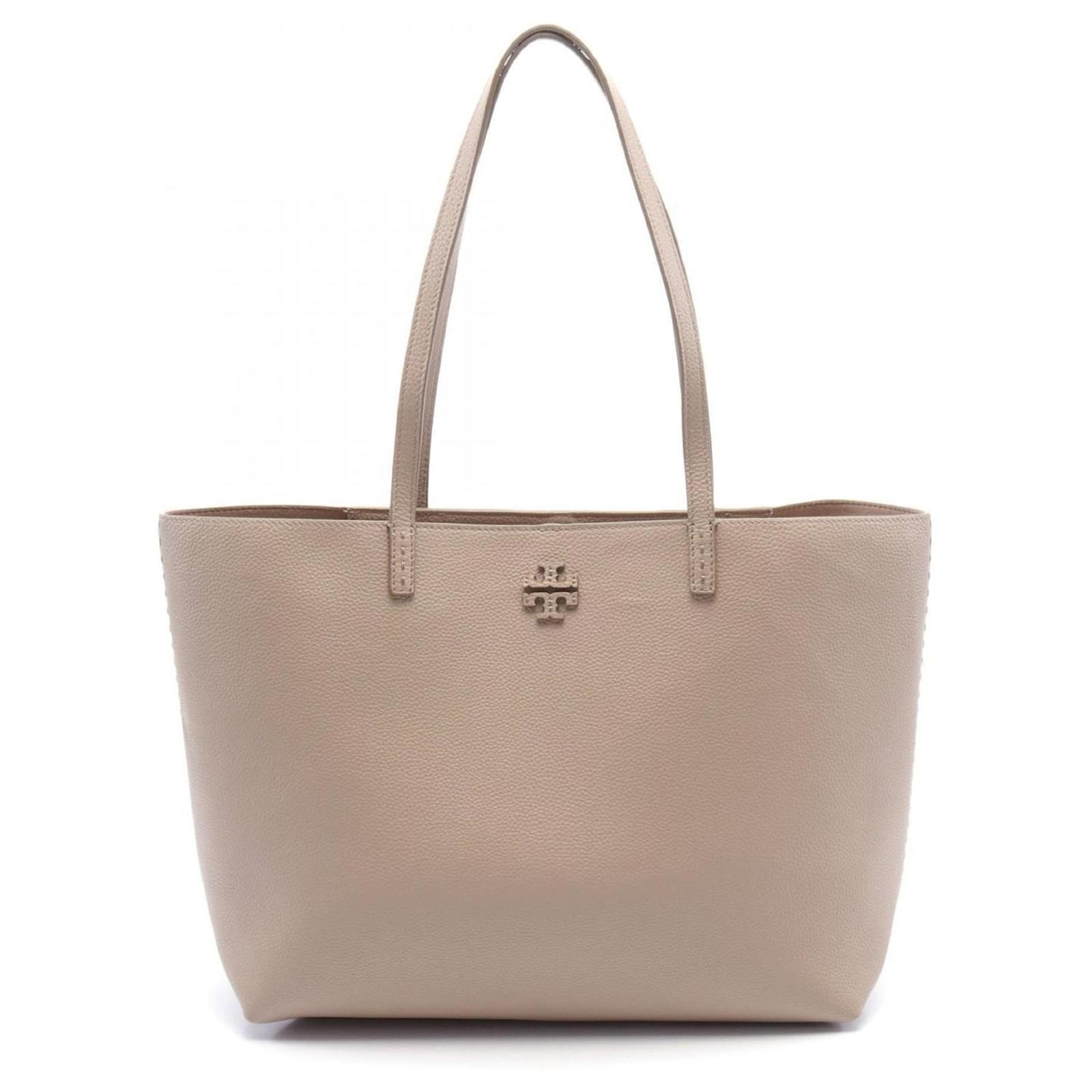 Tory Burch McGraw Tote Bag Beige Leather ref.1707910 - Joli