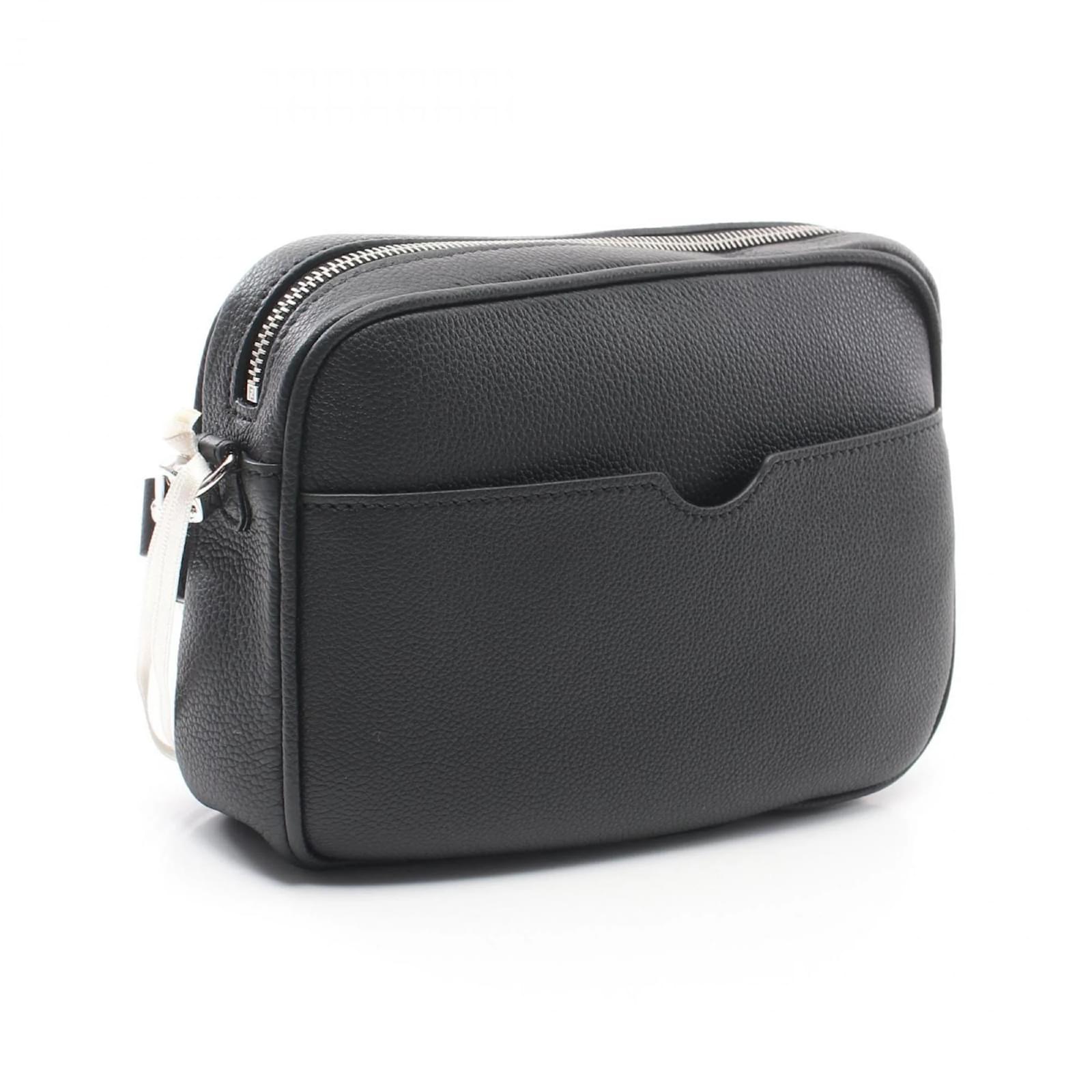 Fendi Medium Embossed Camera Case Shoulder Bag Black Leather