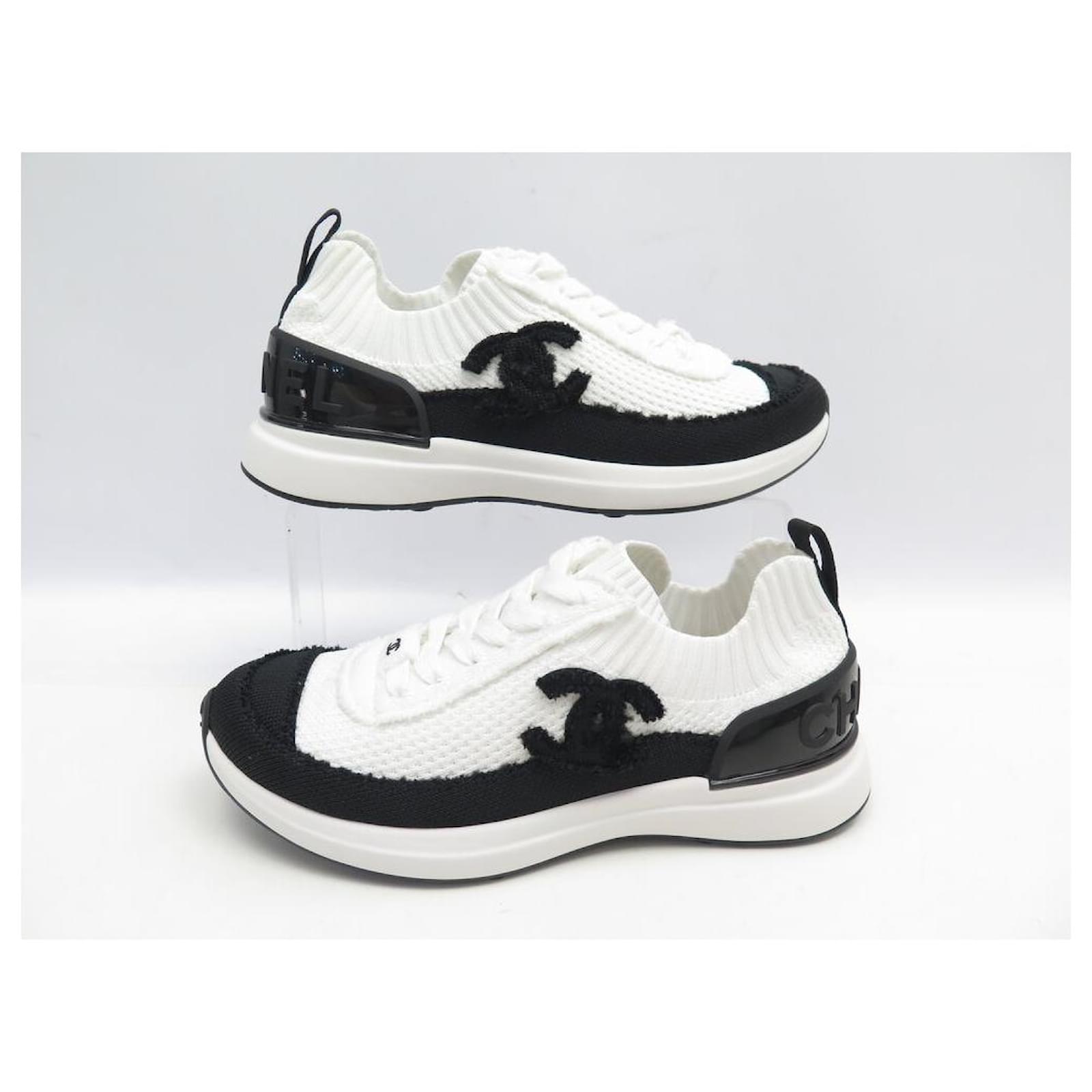 【シンプル♪】CHANEL スニーカー NINE CHANEL SHOES SNEAKERS G38332 36 IN WHITE KNIT + BOX