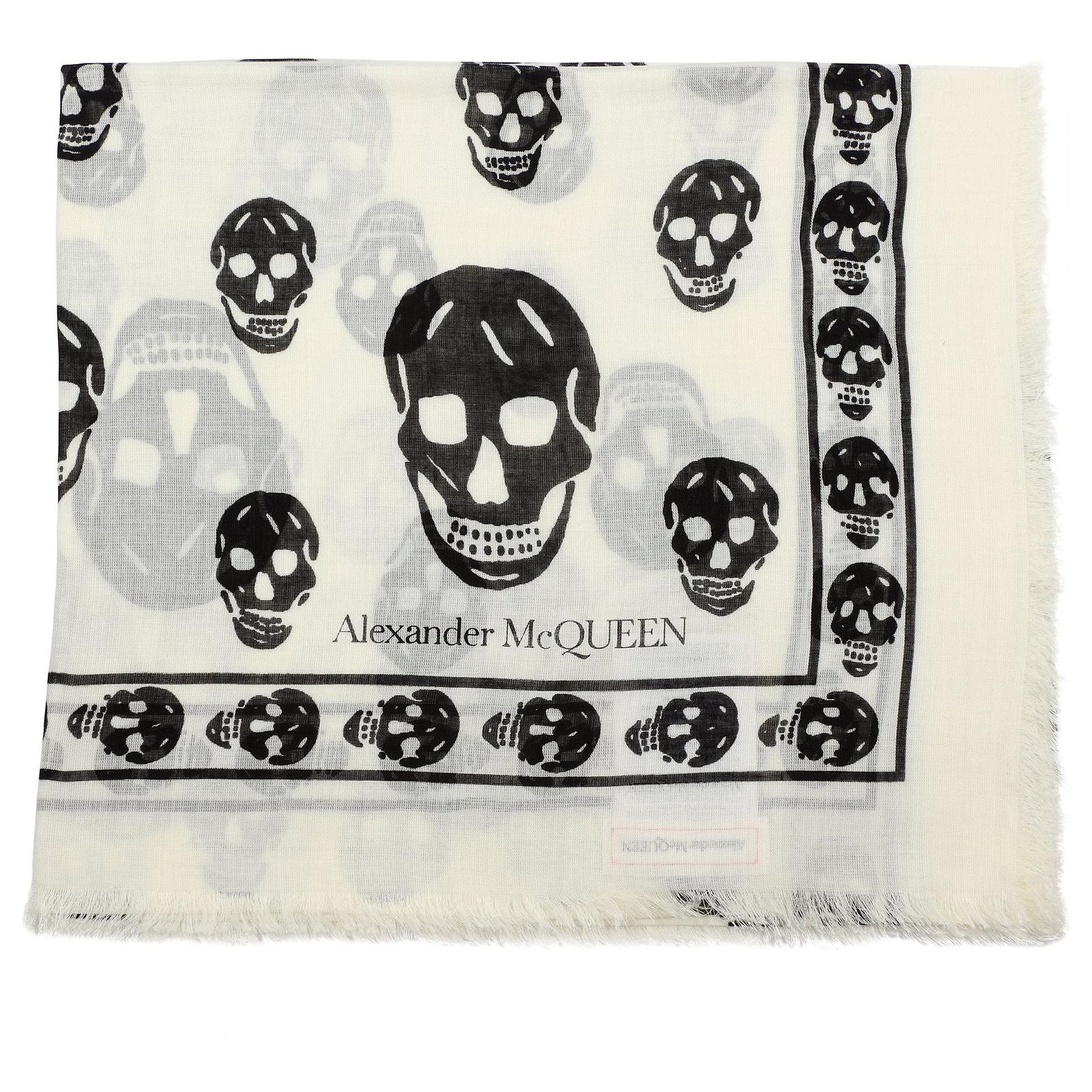 Châle / Écharpe En Soie Alexander McQueen - Motif Crâne D'oiseau - 140x140 Cm - Neuf Avec étiquette