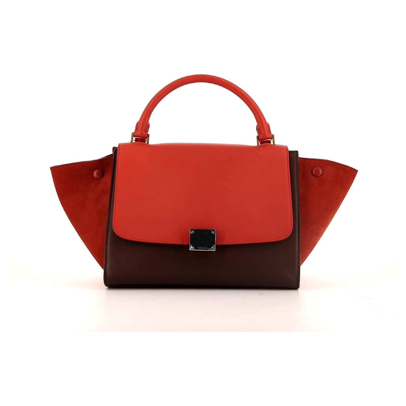 Céline Sac à main modèle petit Trapeze de Celine en cuir rouge - Main Image