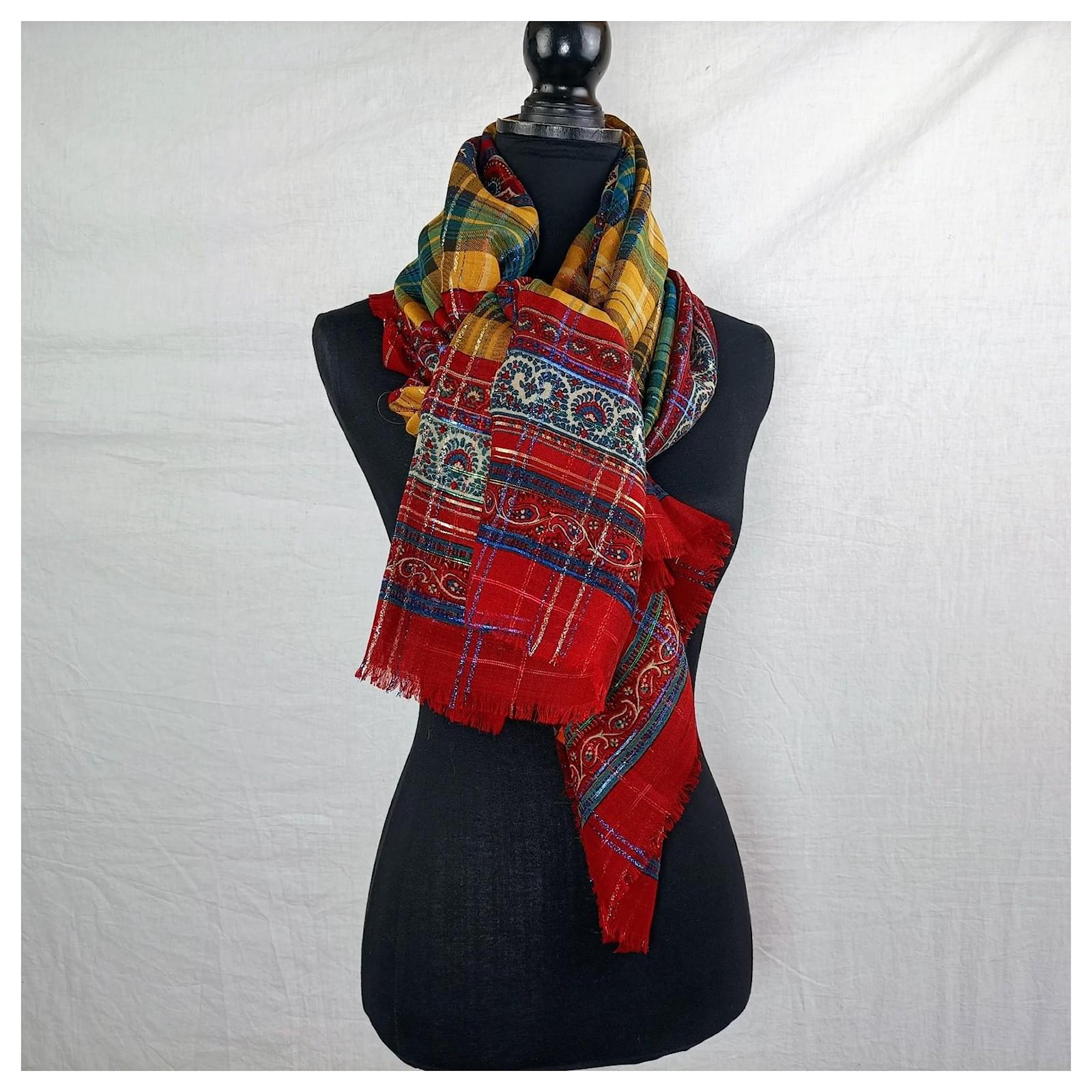 Yves Saint Laurent Maxi foulard in lana e seta YSL vintage 70s