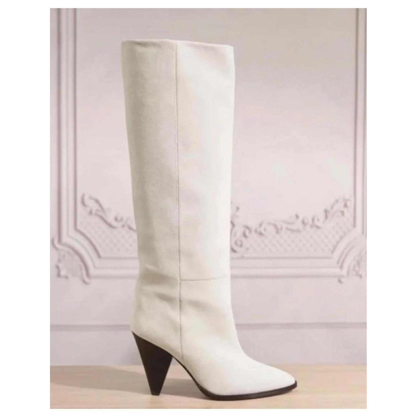 Bottes Ririo Isabel Marant en craie Cuir Beige Blanc cassé ref