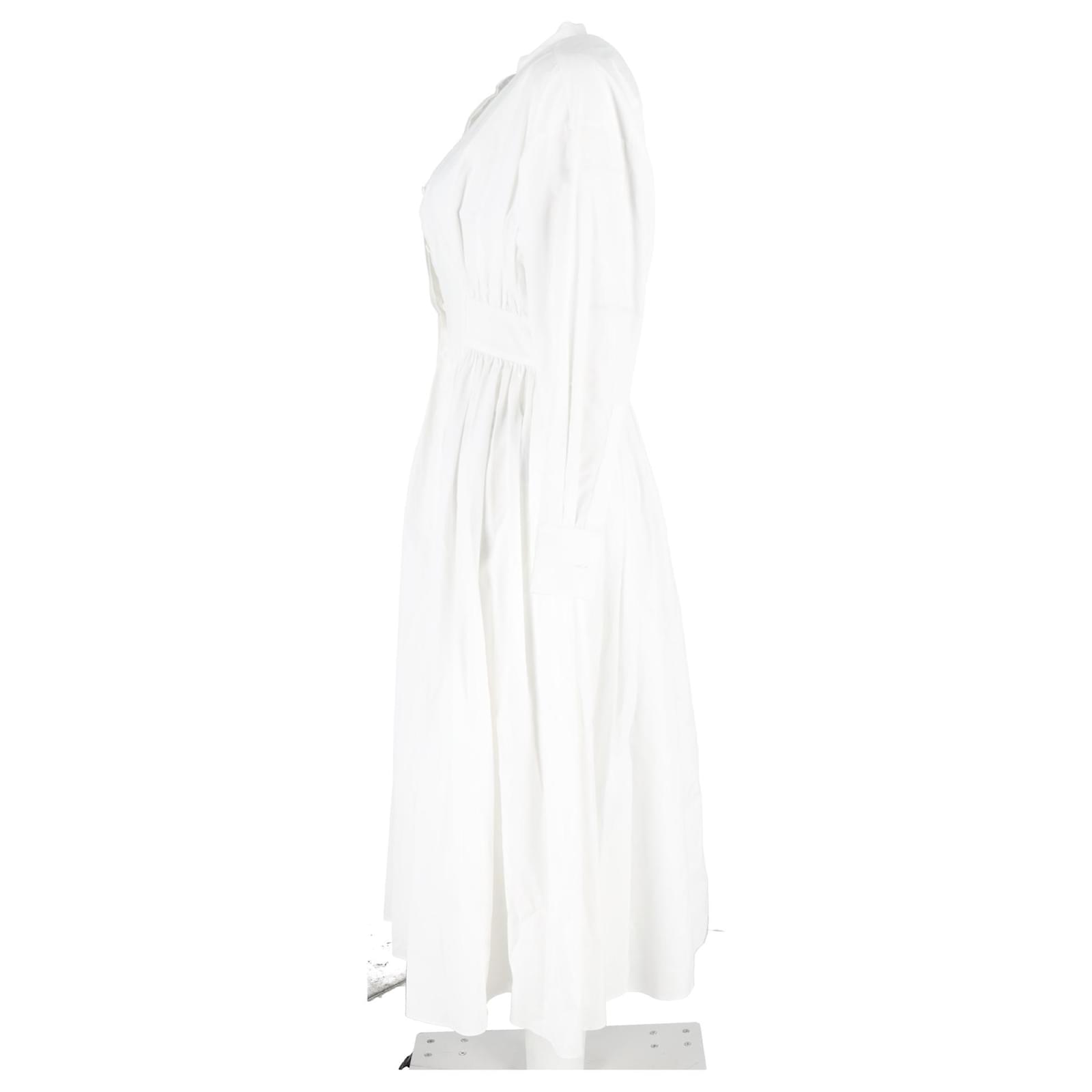 Alexander Mcqueen Midi Button-Up Long Sleeve Shirt Dress in White Cotton  ref.1712671 - Joli Closet