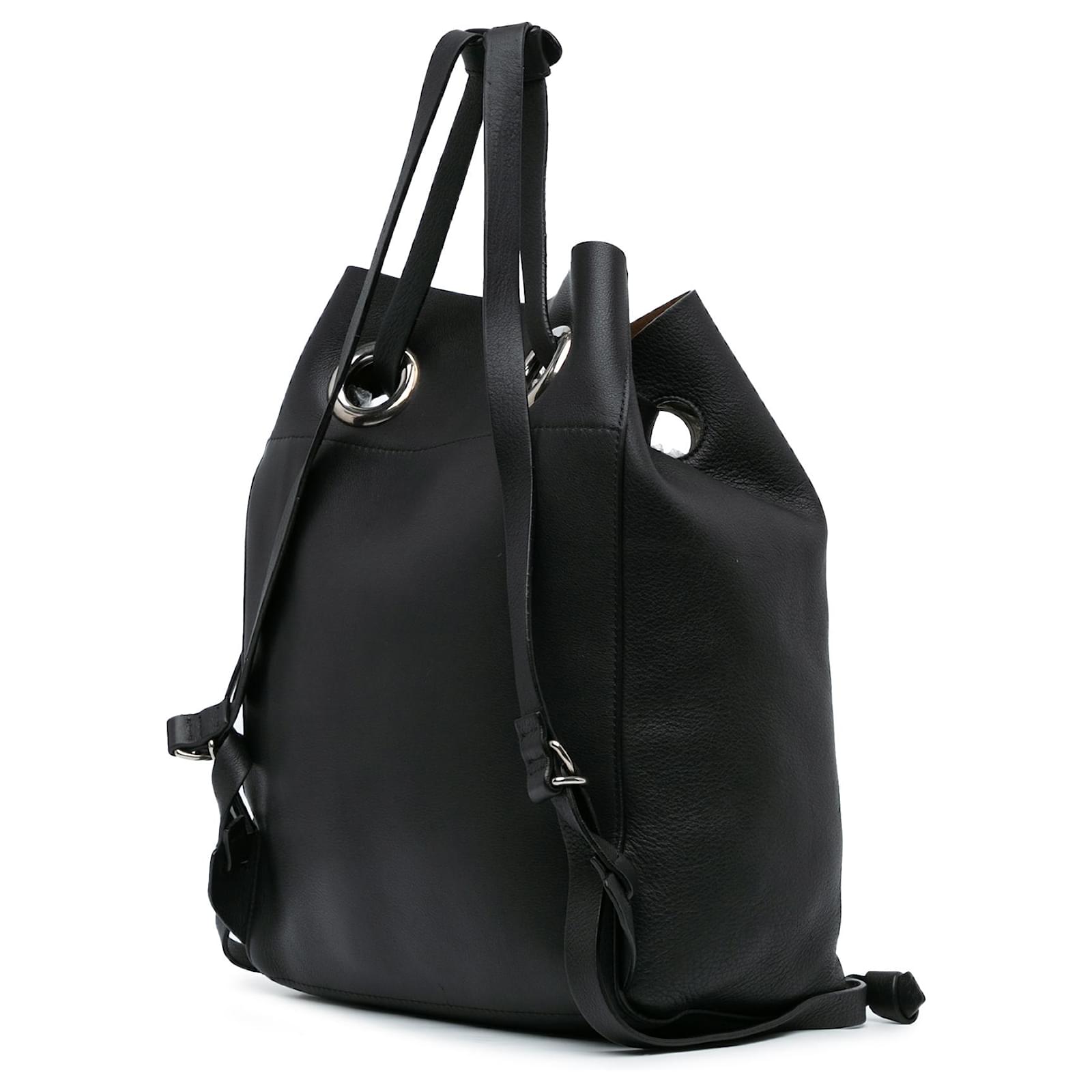 Burberry Black Small Leather Grommet Drawstring Backpack Pony style calfskin ref.1713581 Joli Closet