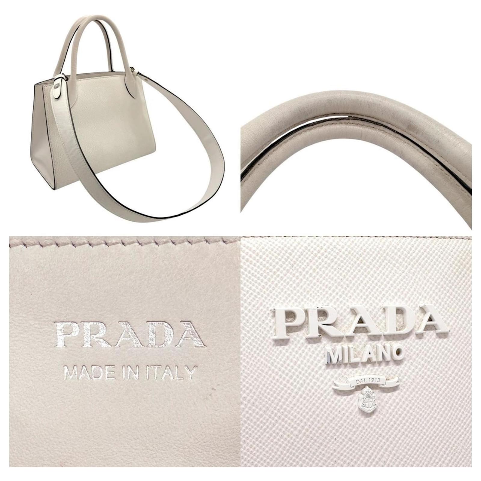 【関税&送料込】Prada White Leather Handbag Prada Leather Handbag - White | Editorialist