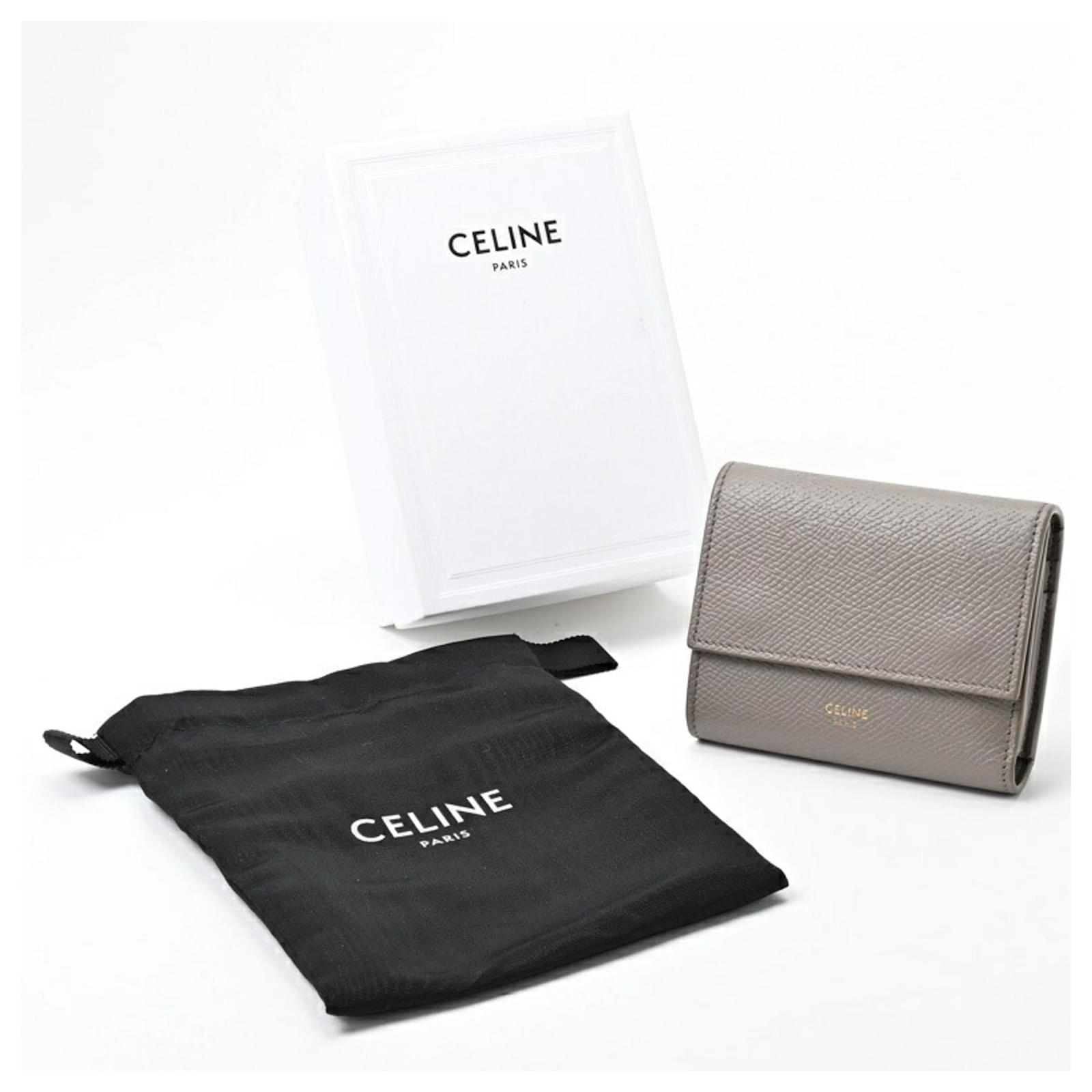 Céline Celine Small Trifold Wallet Grey Leather ref.1714772