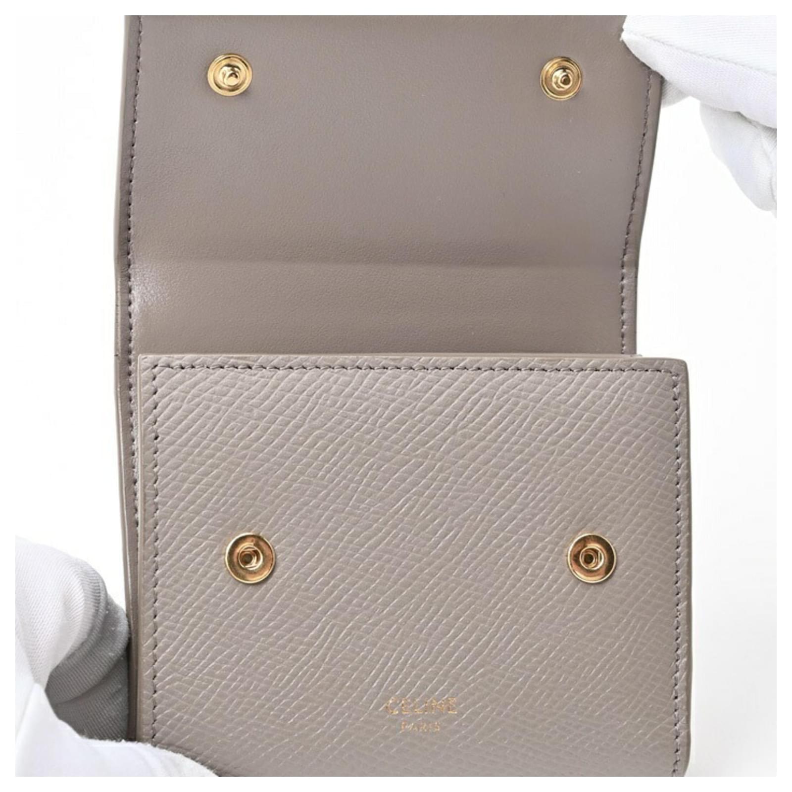 Céline Celine Small Trifold Wallet Grey Leather ref.1714772