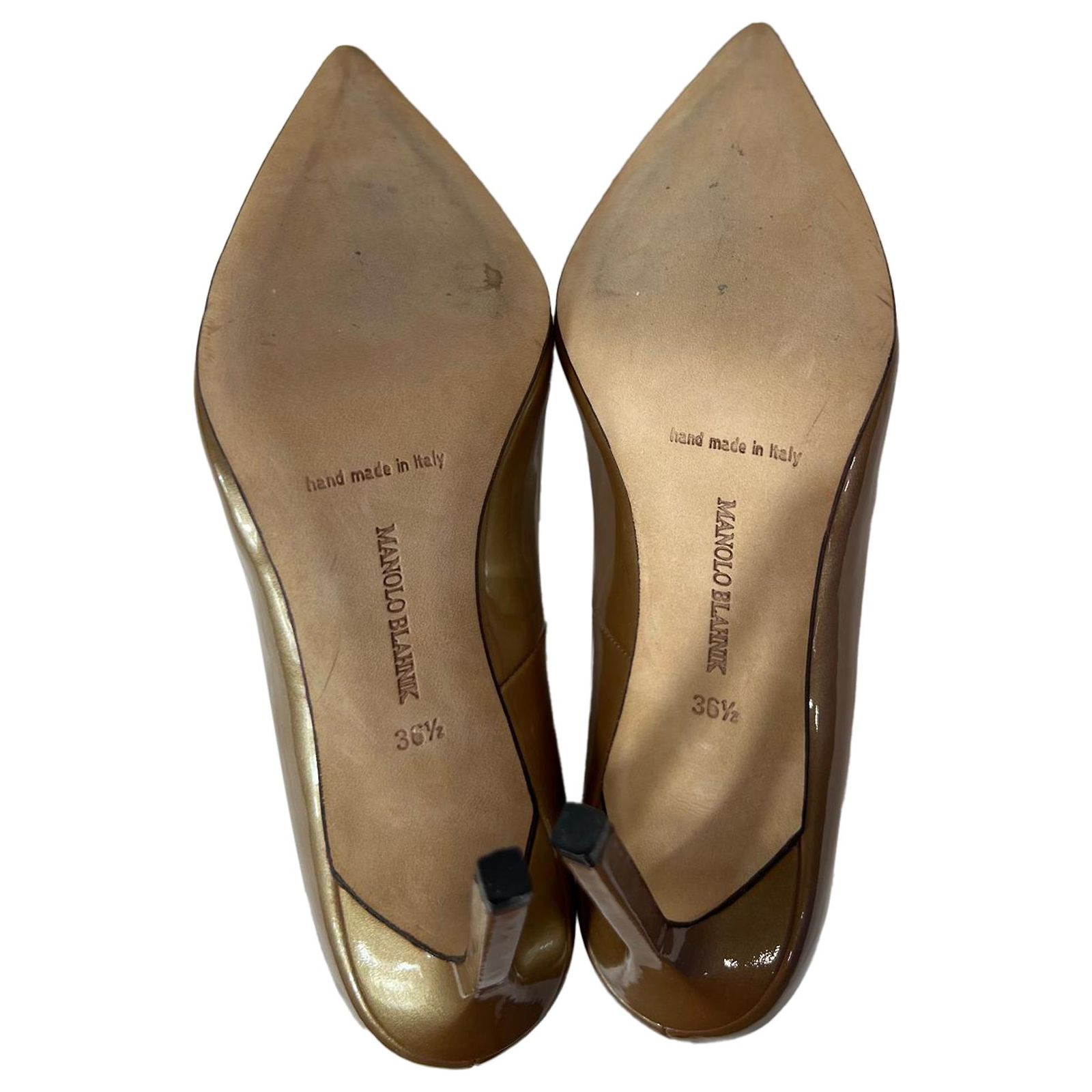 Escarpins Manolo Blahnik En Cuir Verni Marron - Pointure 39.5 - Neufs Avec Boîte