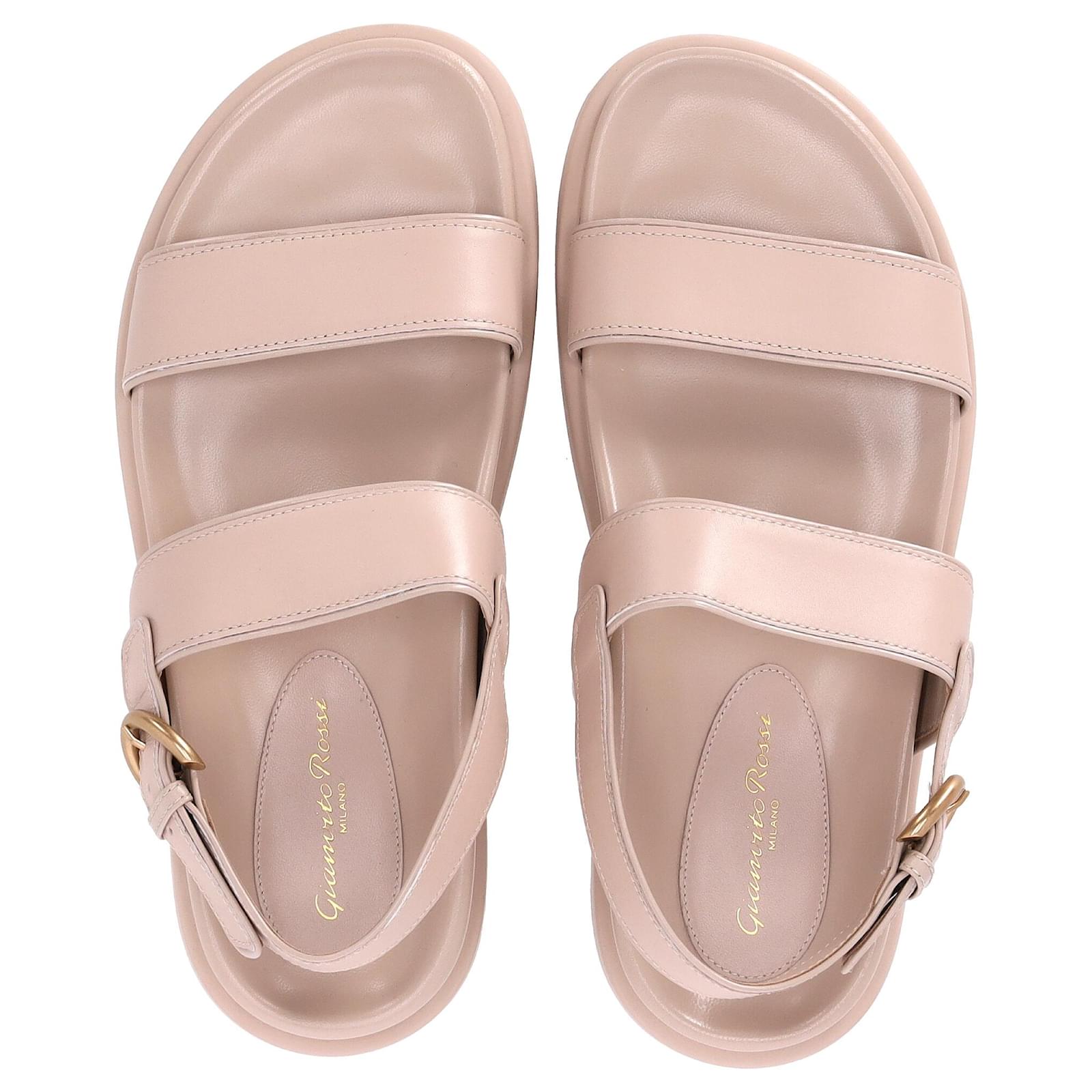 Gianvito Rossi Bilbao Sandals in Beige Leather Joli