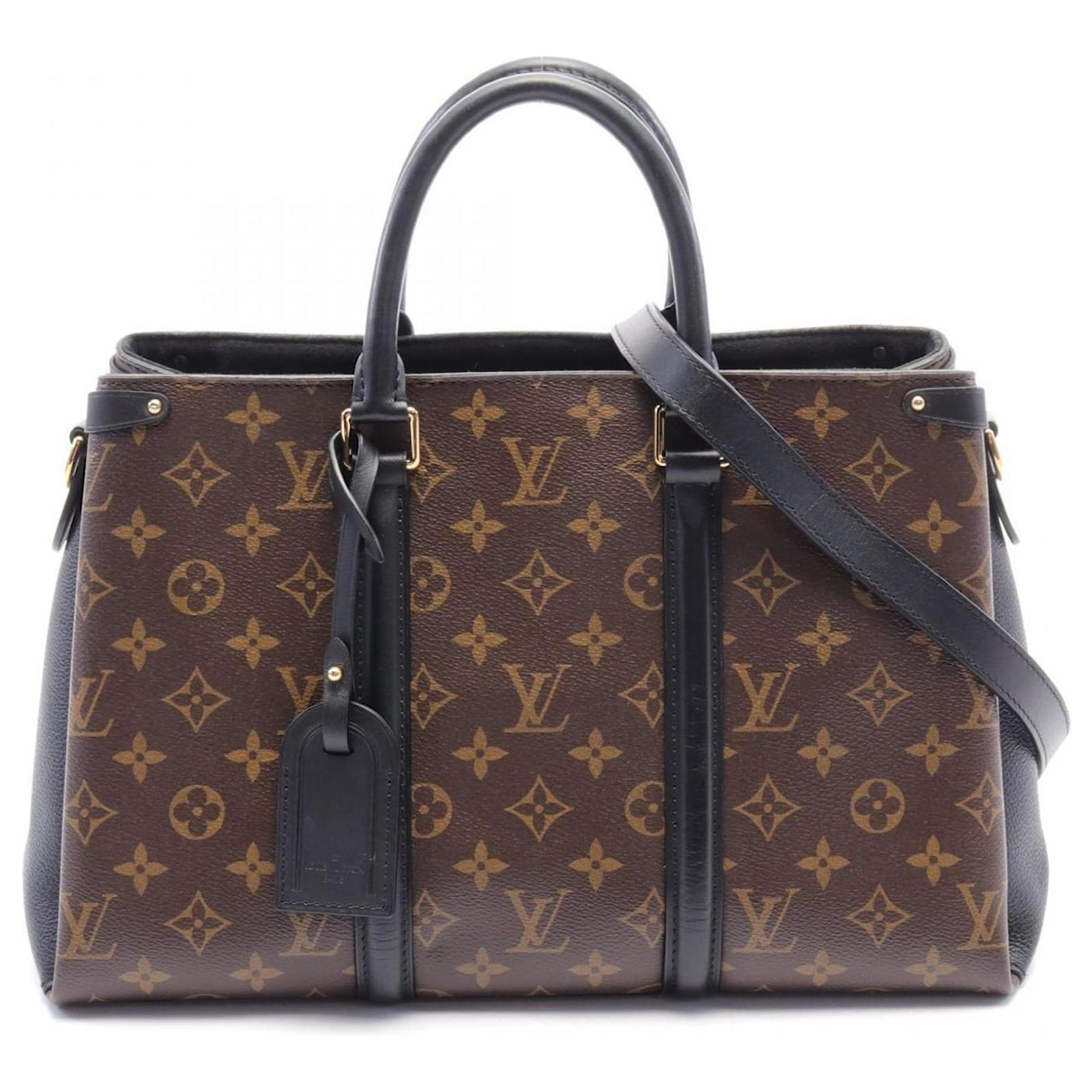 Louis Vuitton Soufflot NV MM Noir Handbag Brown Black Leather Patent  leather Cloth Plastic ref.1716481 - Joli Closet