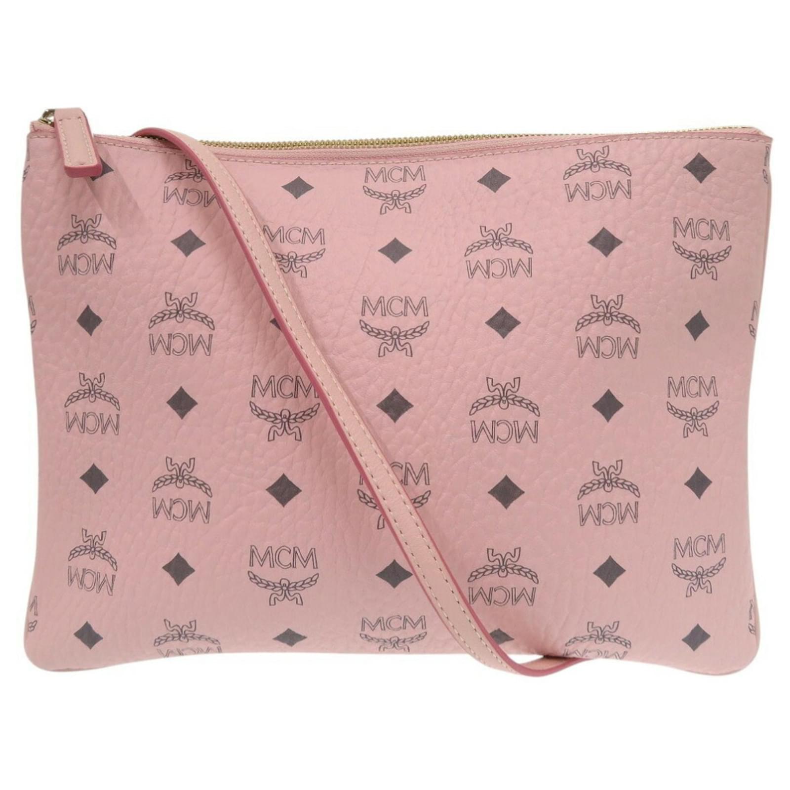 Pochette croisee 2 en 1 MCM Visetos Cuir Rose ref.1716974 Joli Closet