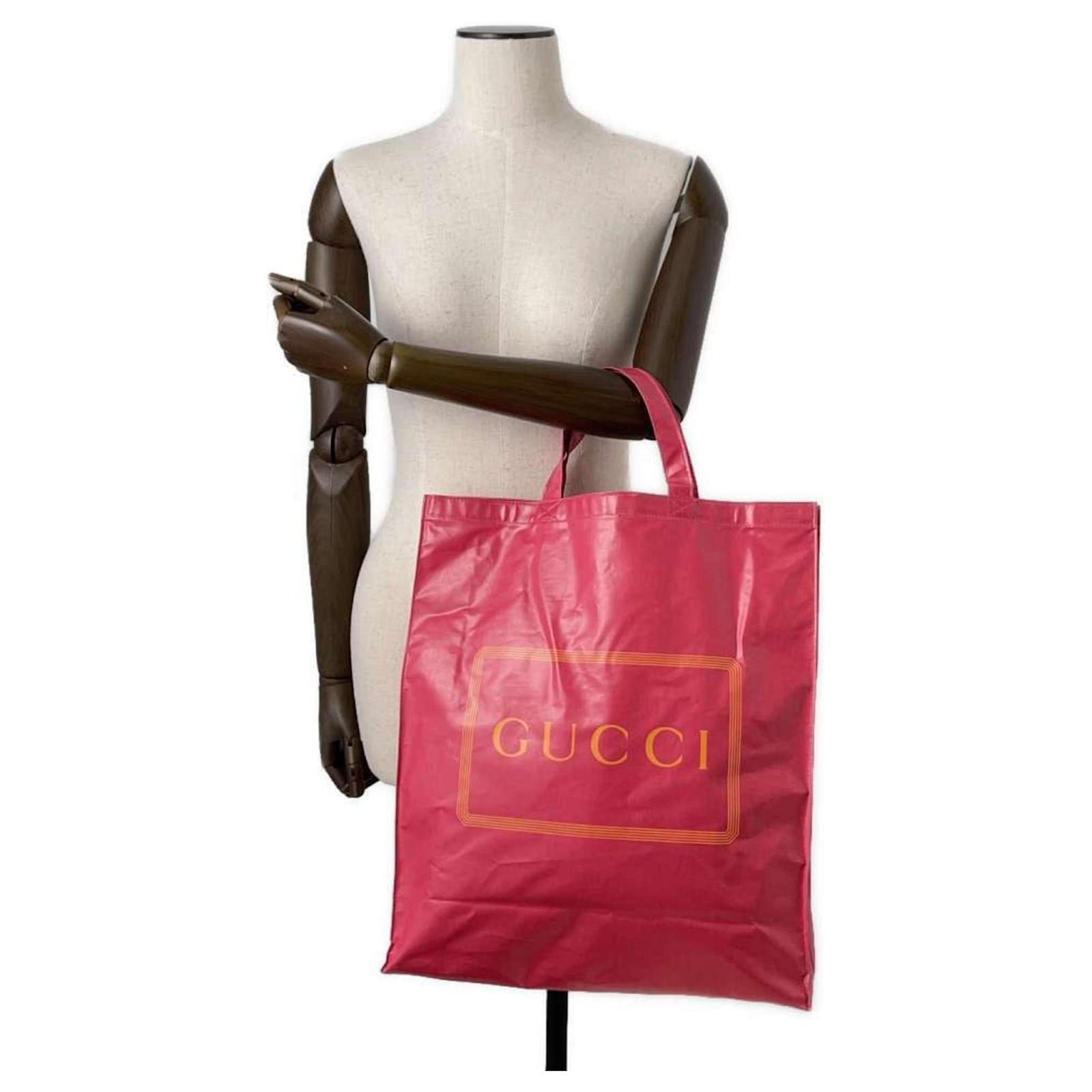 Gucci Coated Canvas Tote Bag Pink Orange Cloth Plastic