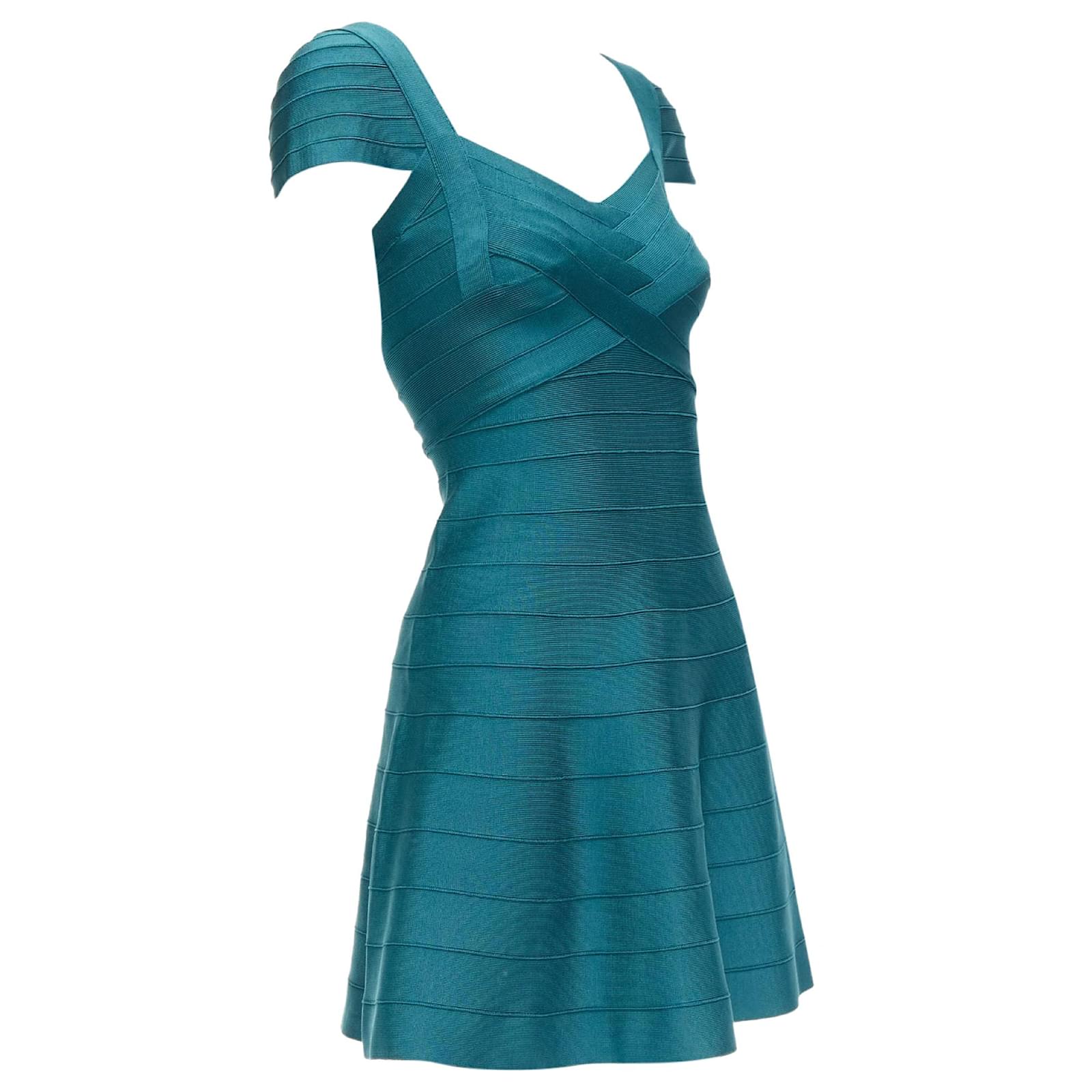 Herve Leger Cap Sleeve Sweetheart Fit Flare Bandage Dress (Sold) - Joli  Closet