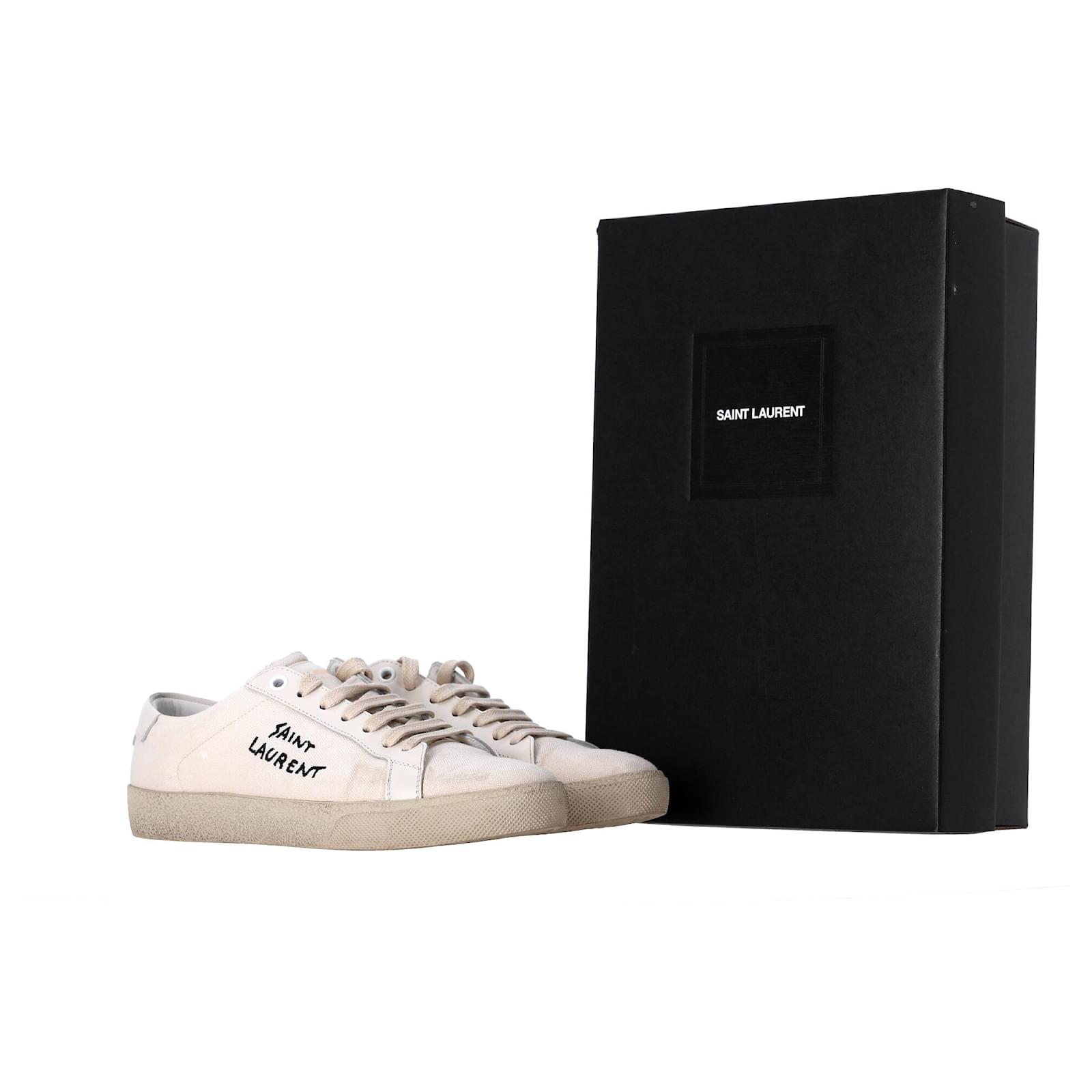 【関税＆送料込み】Saint Laurent Court Classic Canvas Sneak Court classic sl/06 embroidered sneakers in canvas and