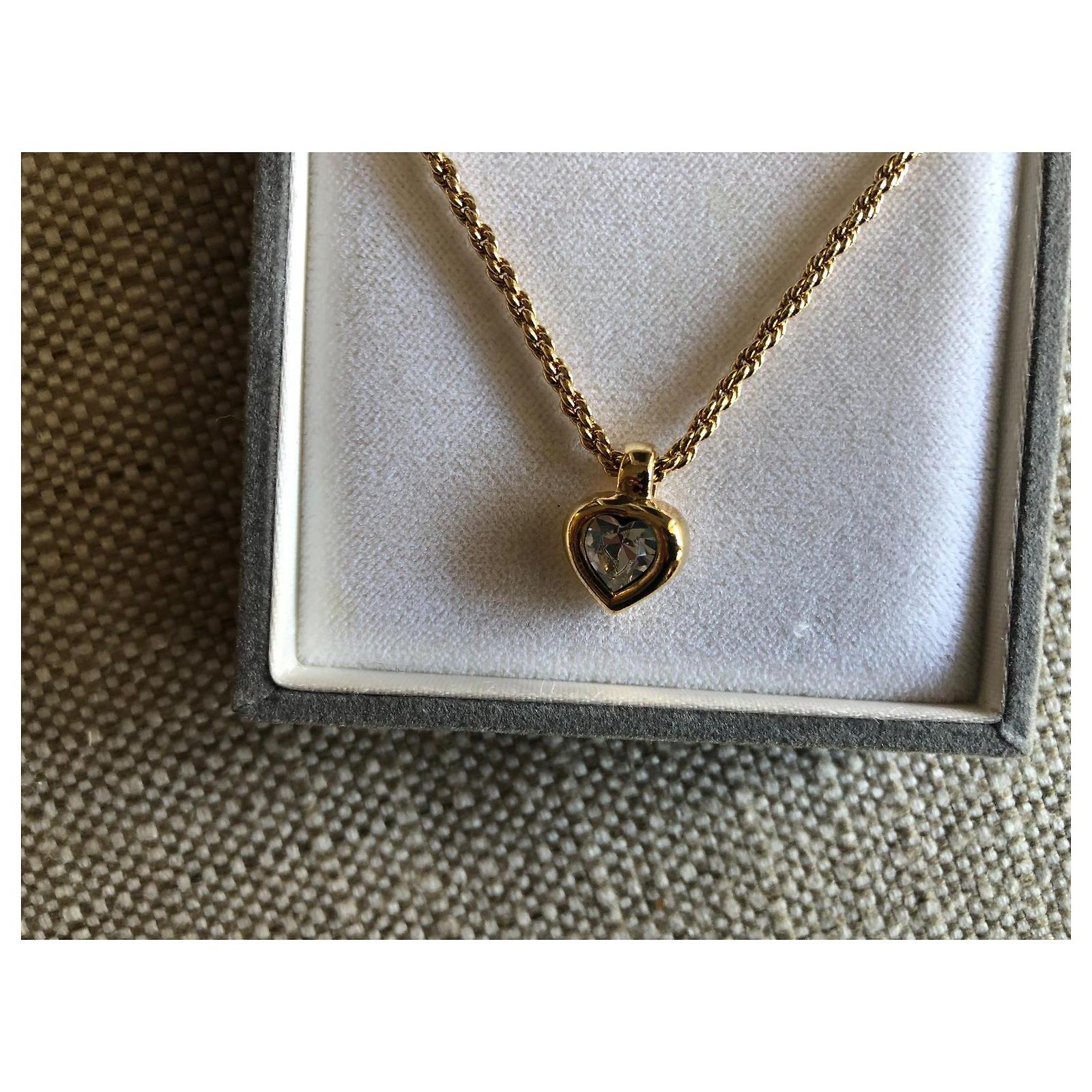 Collier Vintage Pendentif Cœur En Cristal - Occasion