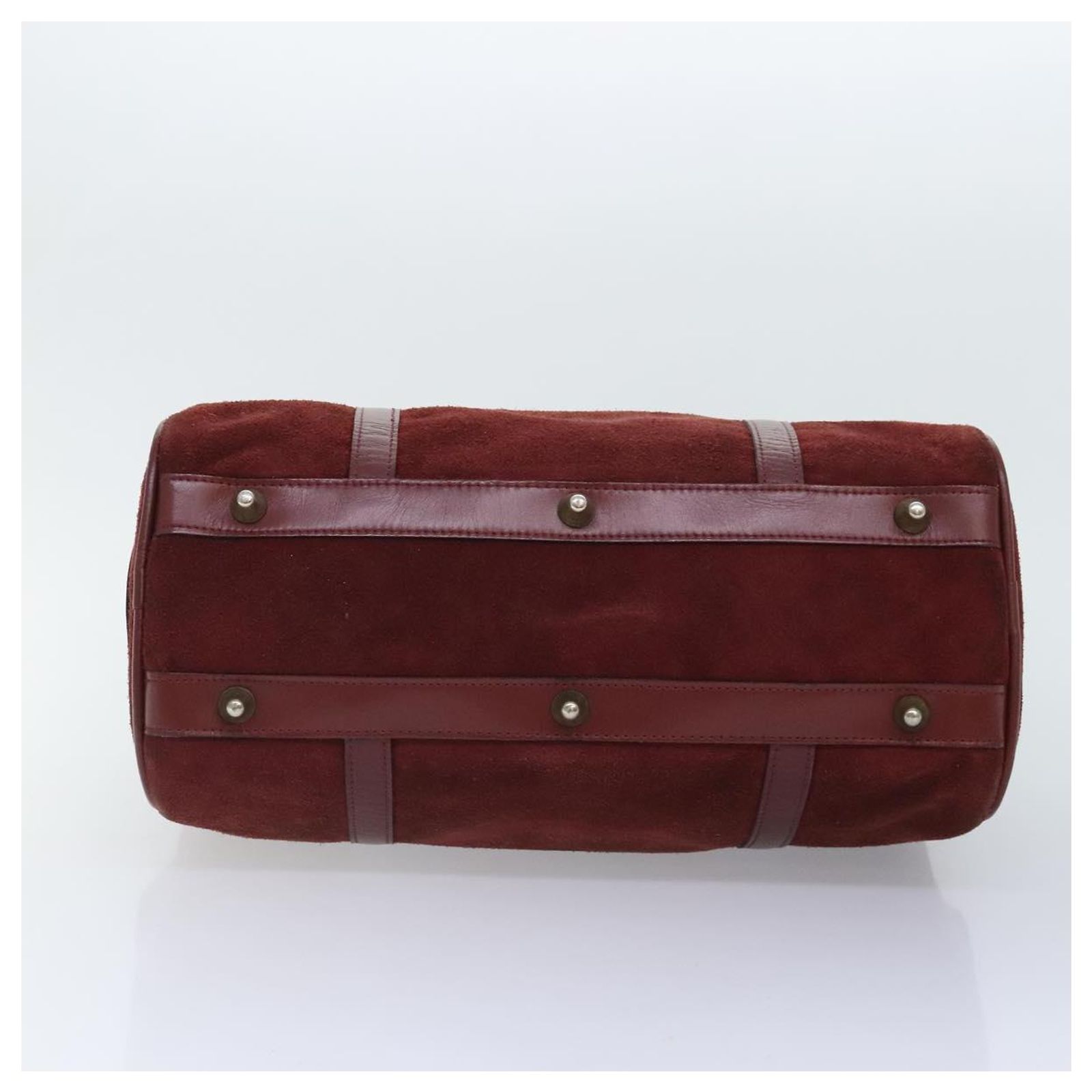 CARTIER Boston Bag Suede Red Gold Auth 93327 Golden ref.JC1718276 