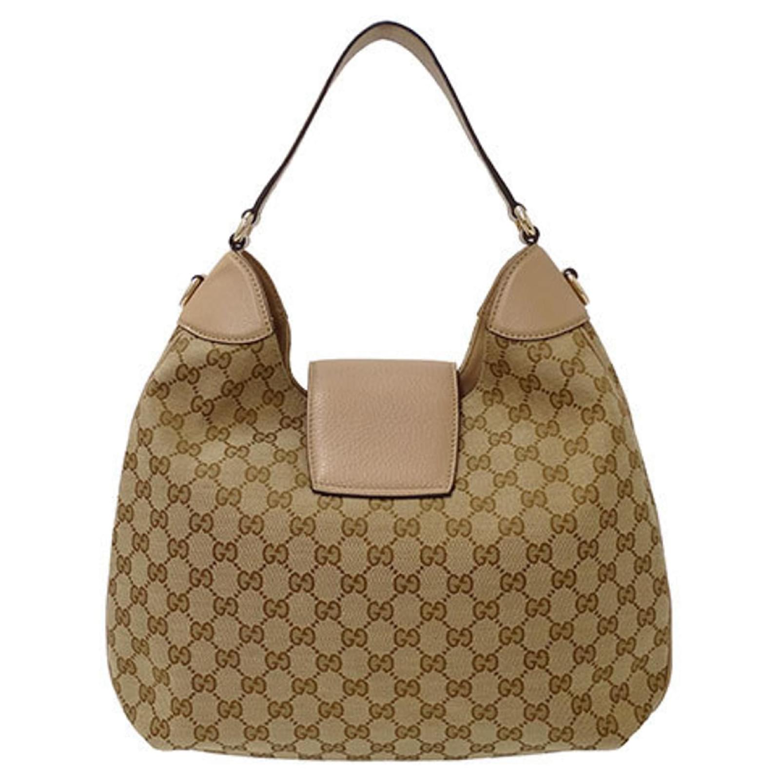 Gucci Handbag and Shoulder Bag Pink Beige Leather Cloth ref