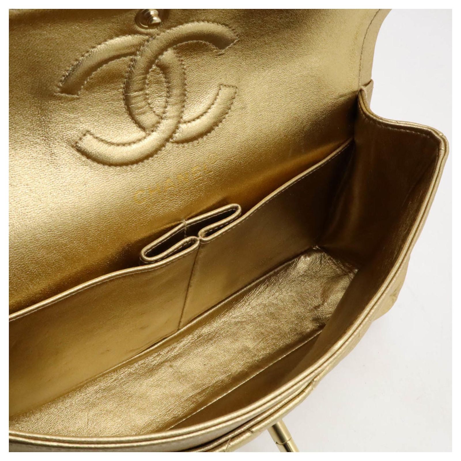 Chanel Matelasse 23 Coco Mark Chain Shoulder Bag Golden Leather