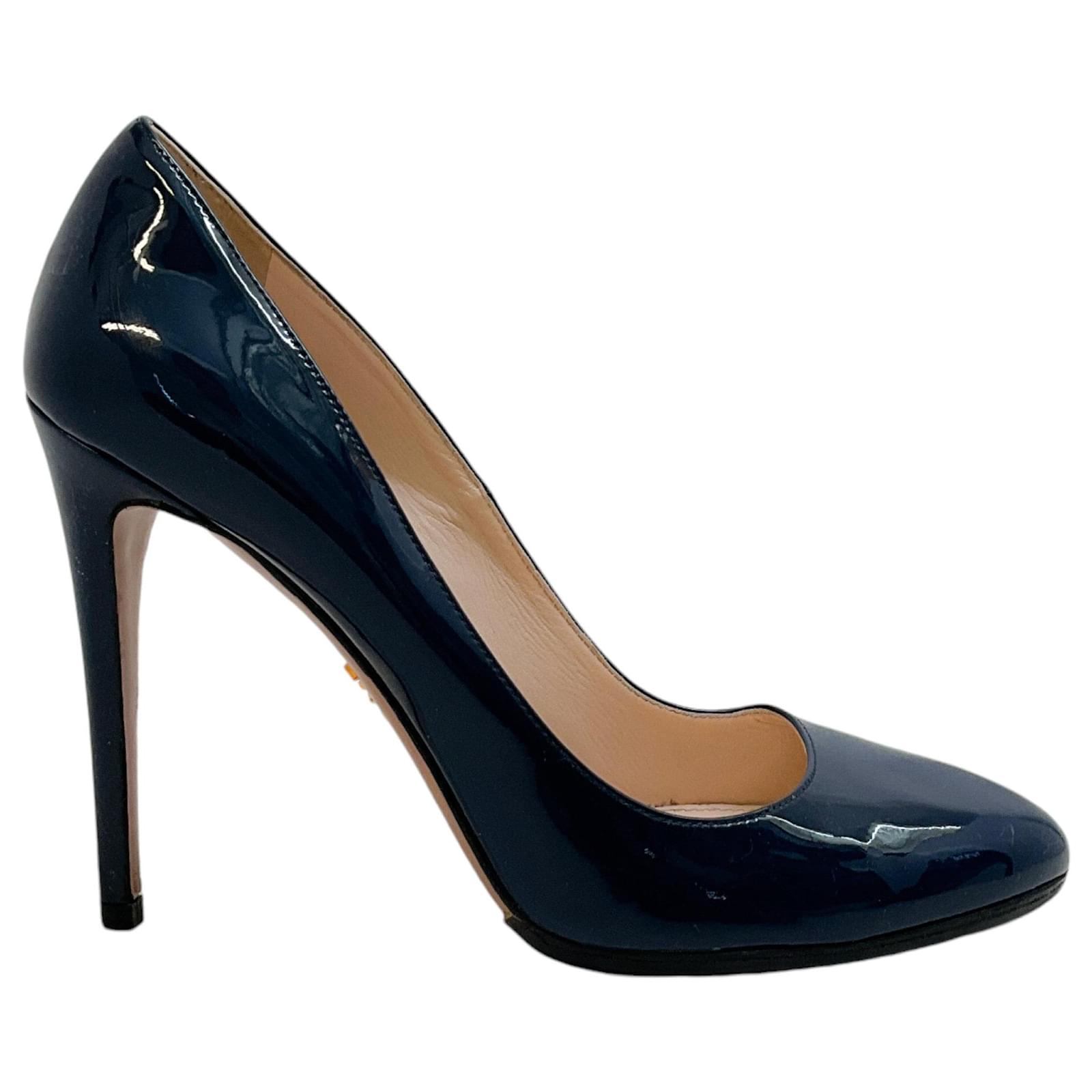 Prada Navy Blue Patent Leather Pumps Joli Closet