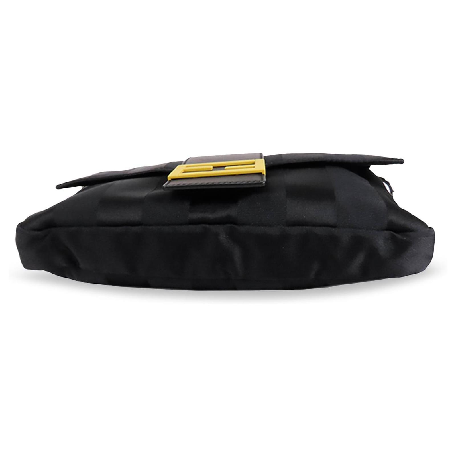 Borsa baguette convertibile con strisce nere Fendi Nero Tela ref