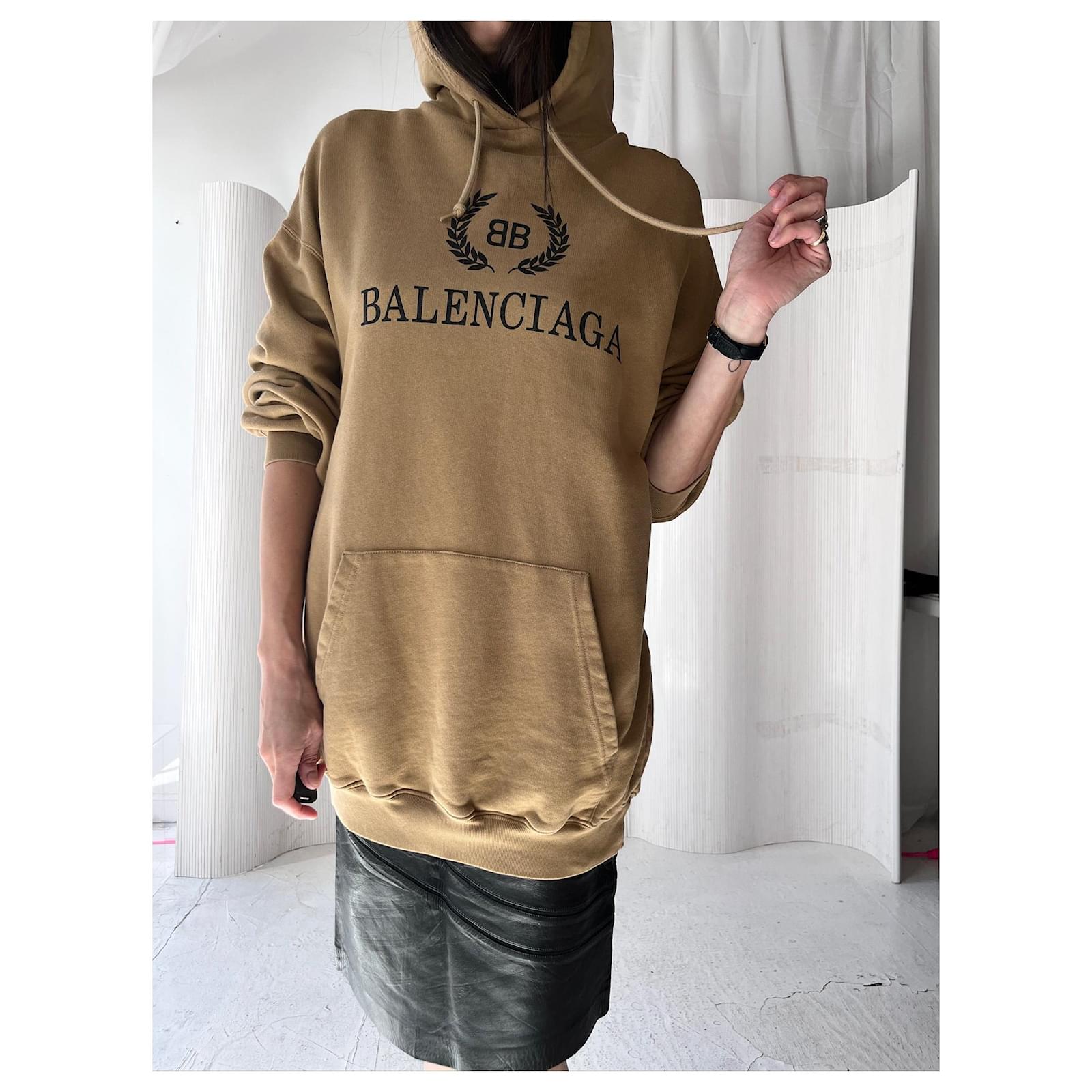 Balenciaga Crest Hoodie Beige Cotton ref.1719135 Joli Closet