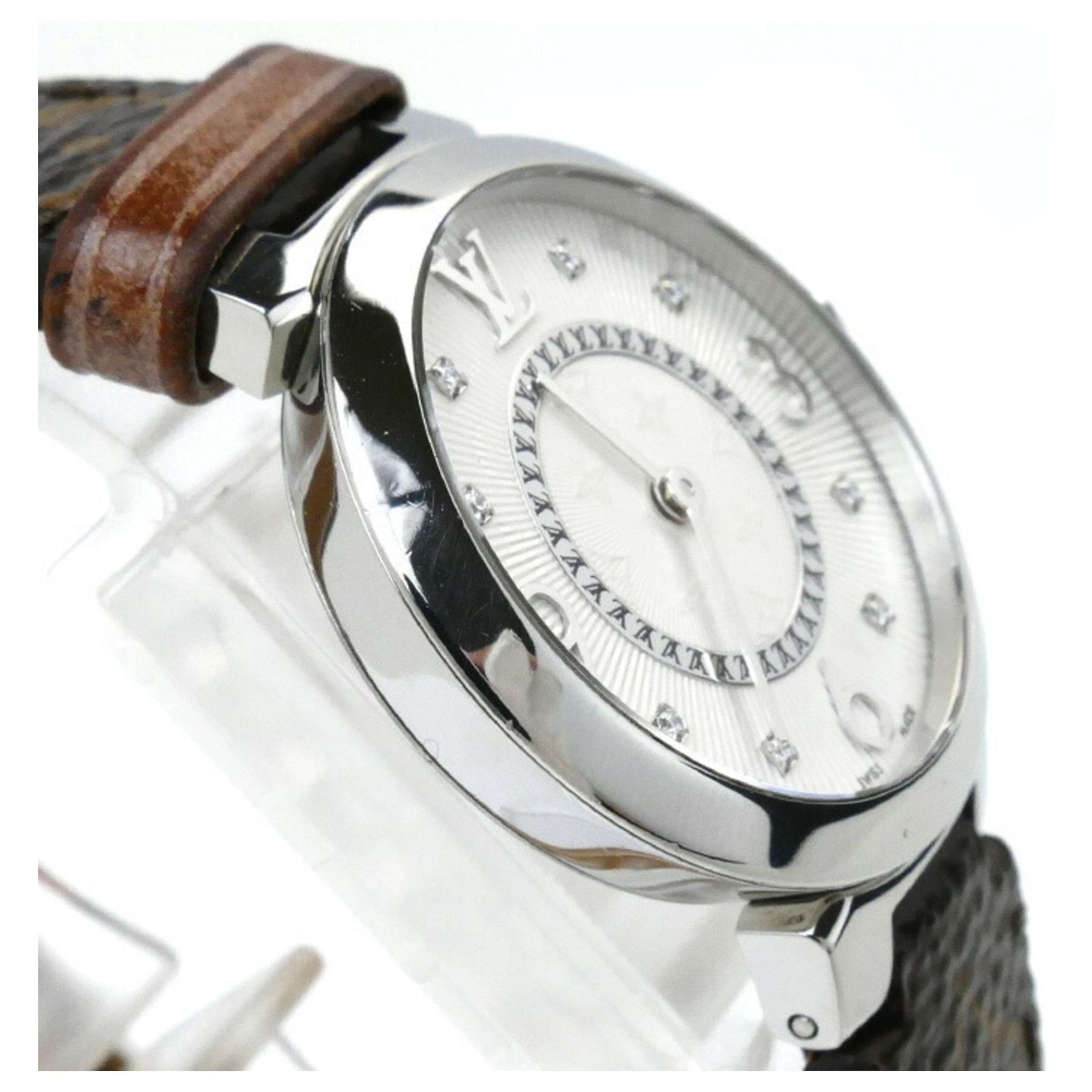 LOUIS VUITTON Tambour slim 8P diamond Silver Dial Quartz Ladies Louis Vuitton Tambour 8P Diamond Watch ref.1719379 - Joli Closet main image 4