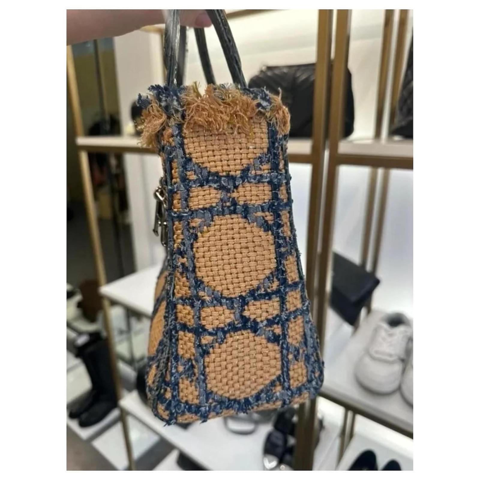 Dior Lady Dior Medium Tweed Crocodile Handle Bag Multiple colors