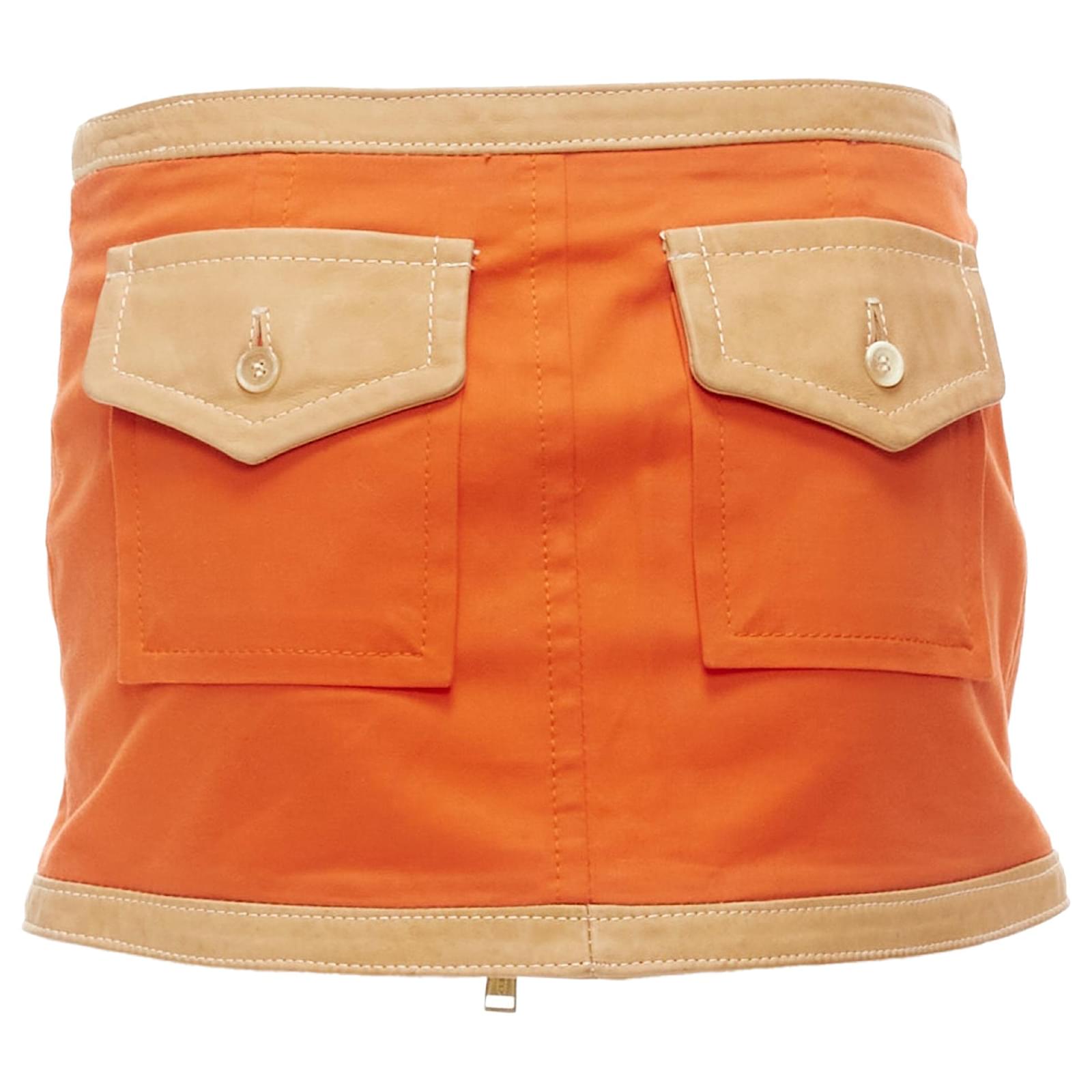 【送料&関税込】Dsquared2 Khaki Canvas Mini Skirt Skirts: Mini, Midi, Long Skirts | DSQUARED2