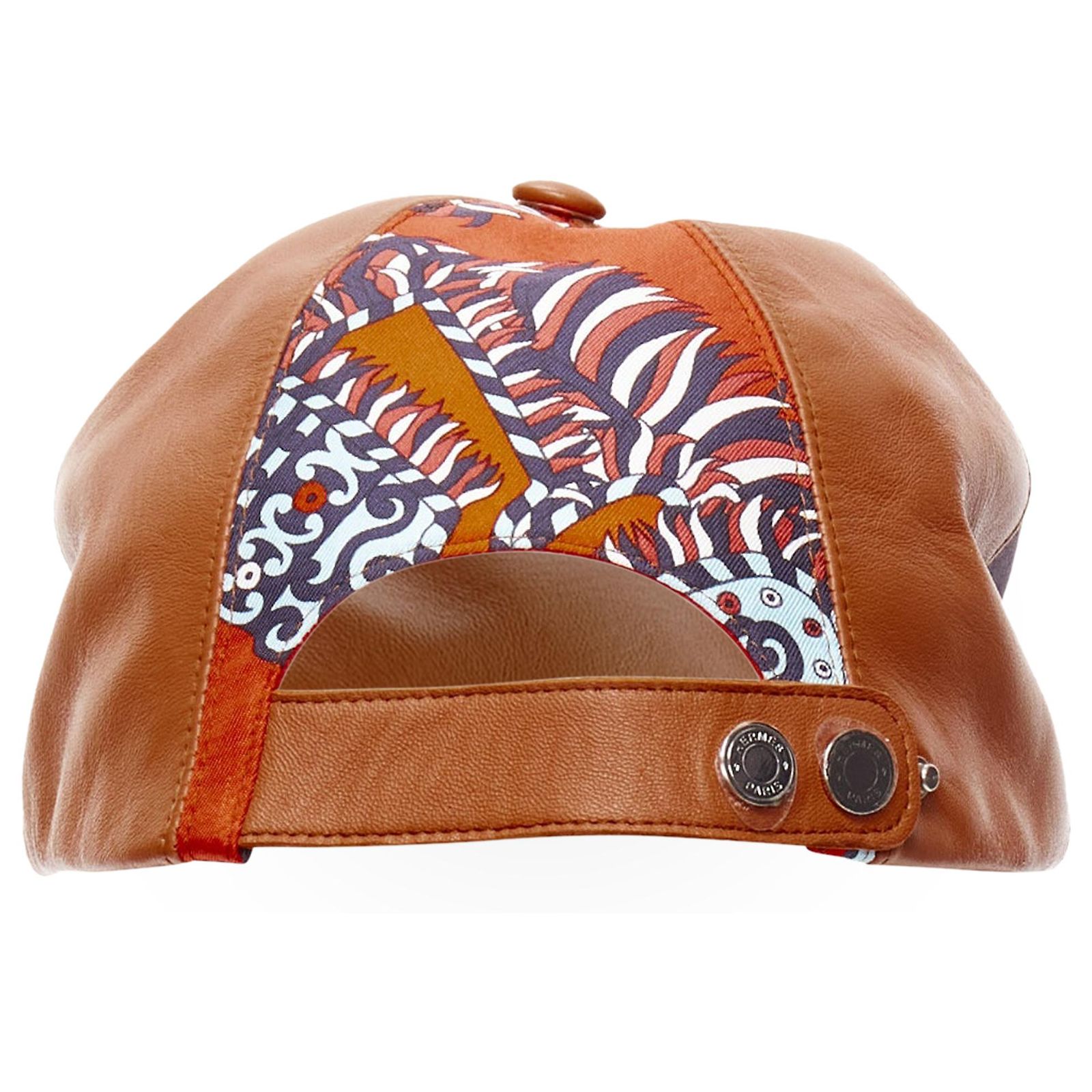 Hermes leather and scarf print baseball cap Hermes Davis Varsity Cap in Gris Clair Wool Sz 59 main image 3