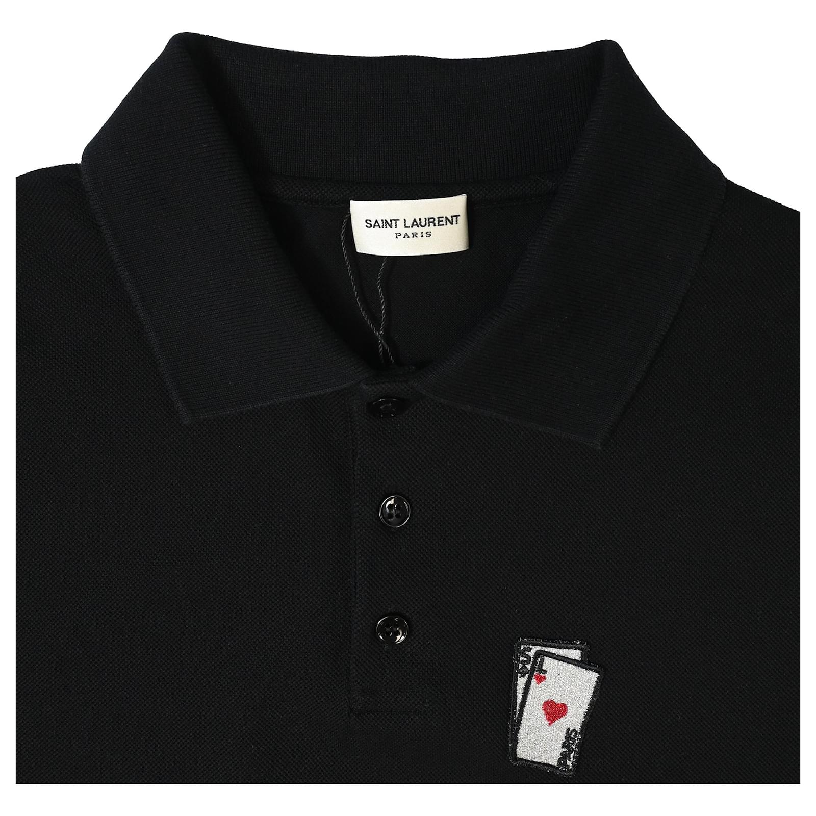 SAINT LAURENT / PLAYING CARD POLO/ポロシャツ/XXL/コットン/BLK/無地/533419 Saint Laurent Playing Card Polo Shirt in Black Cotton ref.1719611