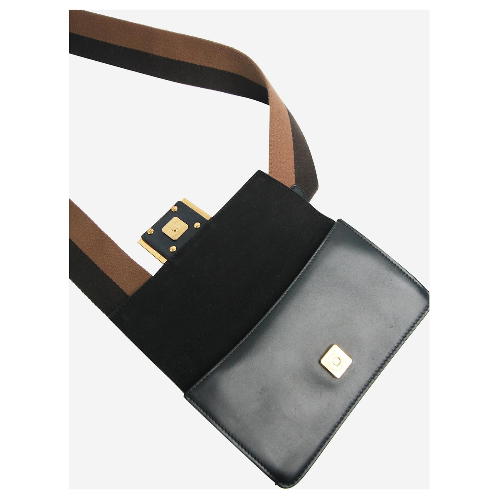 Fendi flat baguette mini leather bag sale