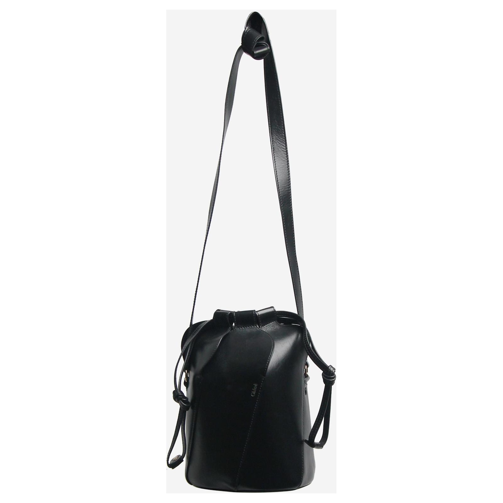 Chloe Black Leather Small Tulip Bucket Bag
