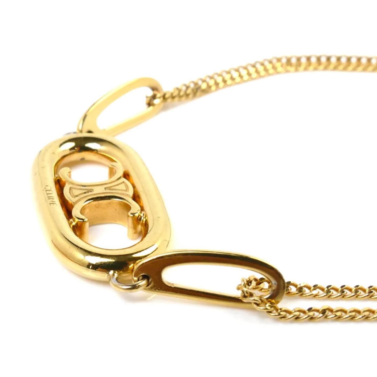 Céline Celine Triomphe Gold Finish Brass Charm Bracelet