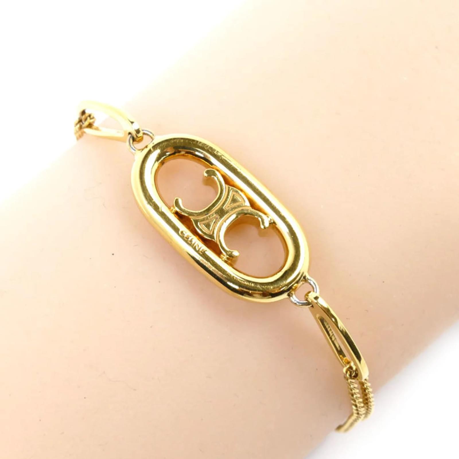 Céline Celine Triomphe Gold Finish Brass Charm Bracelet
