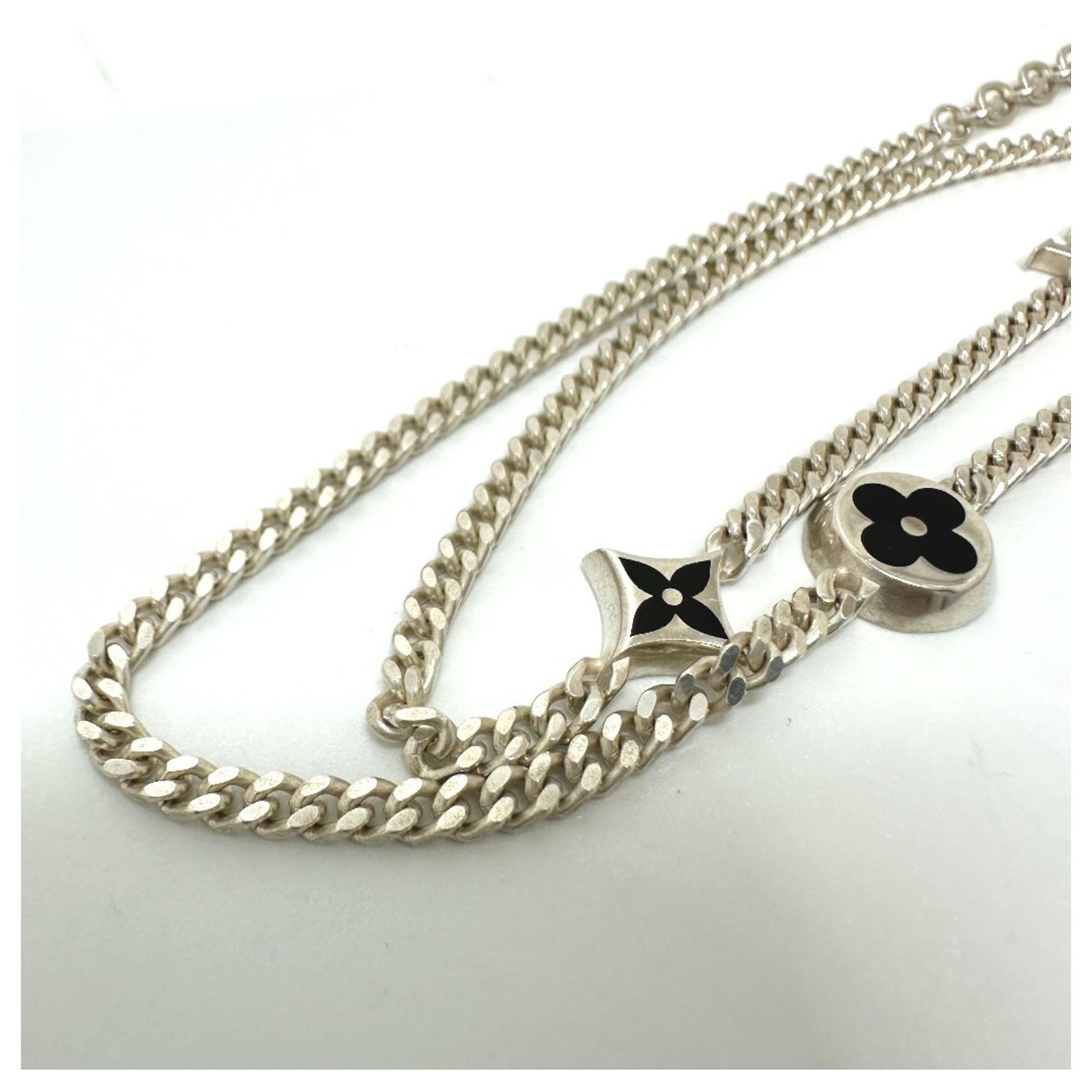 Louis Vuitton Silver 925 Necklace with LV Spike Charm 