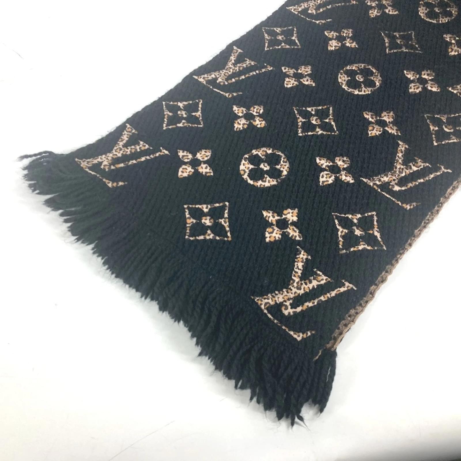 Louis Vuitton Giant Monogram Jungle Scarf Brown Black Silk Wool