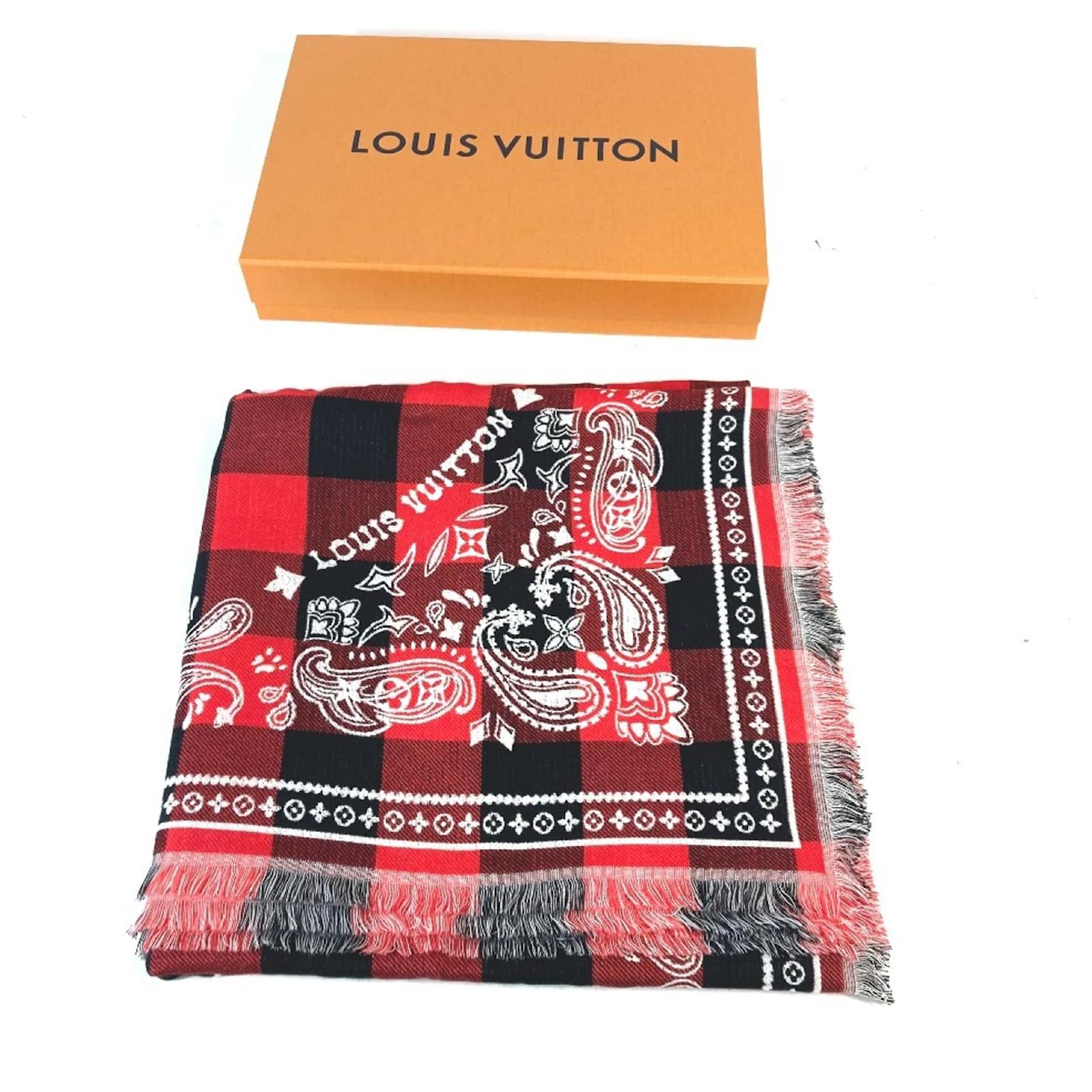 Louis Vuitton Damier Buffalo Shawl Red Cotton Wool ref.1721364
