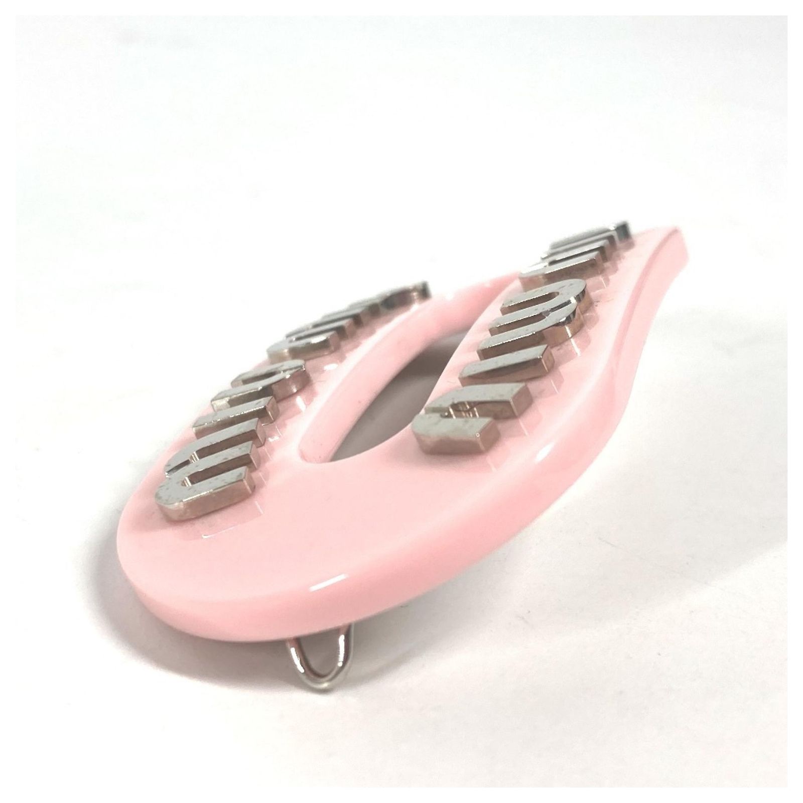 Miu Miu Pearlized Light Pink Rhinestone Logo Hair Claw MIU MIU Plexiglas and Metal Hair Clip(4 Colors  main image 2