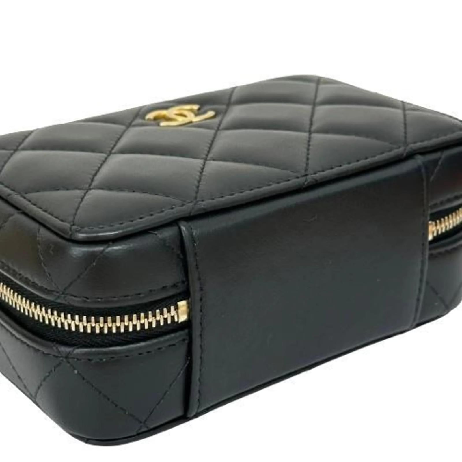 Chanel Matelasse AP3318 22A Chain Bag Black Golden Leather ref
