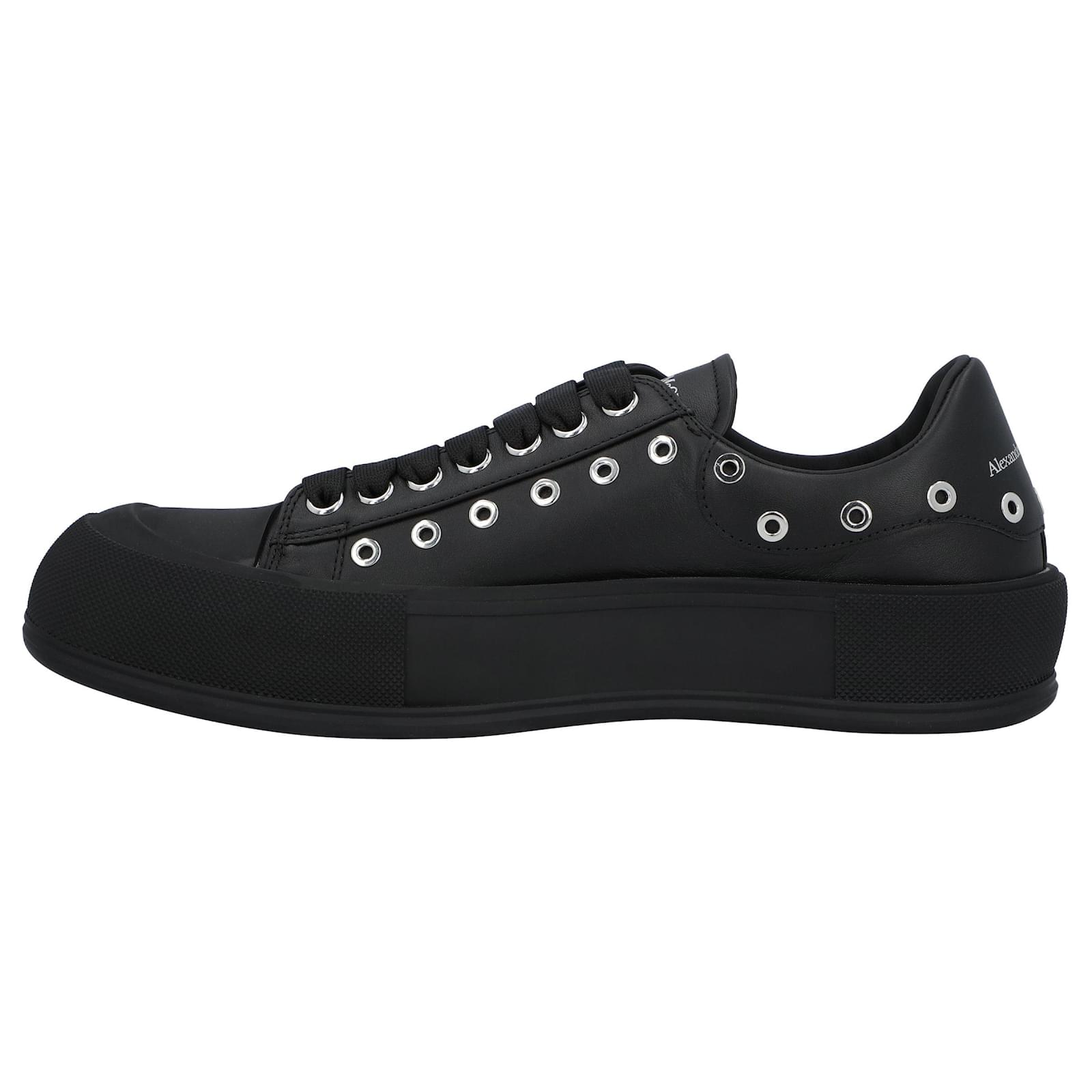 スニーカー Alexander Mcqueen Deck Plimsoll In Black/Silver Alexander McQueen Men's Deck Plimsoll in Black/silver