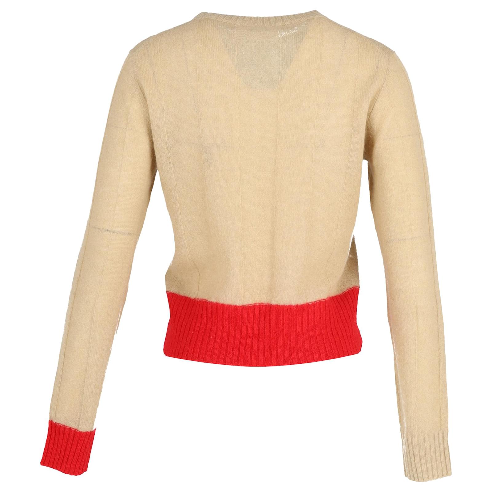 Victoria Beckham Color-Block Crewneck Sweater in Brown and Red