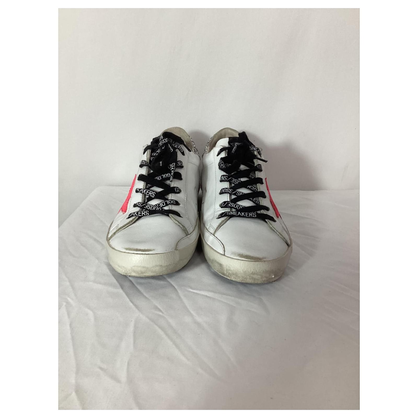 Scarpe Sneakers Alte Uomo Donna In Pelle Bianca Vintage Con Stella Rossa - Made In Italy