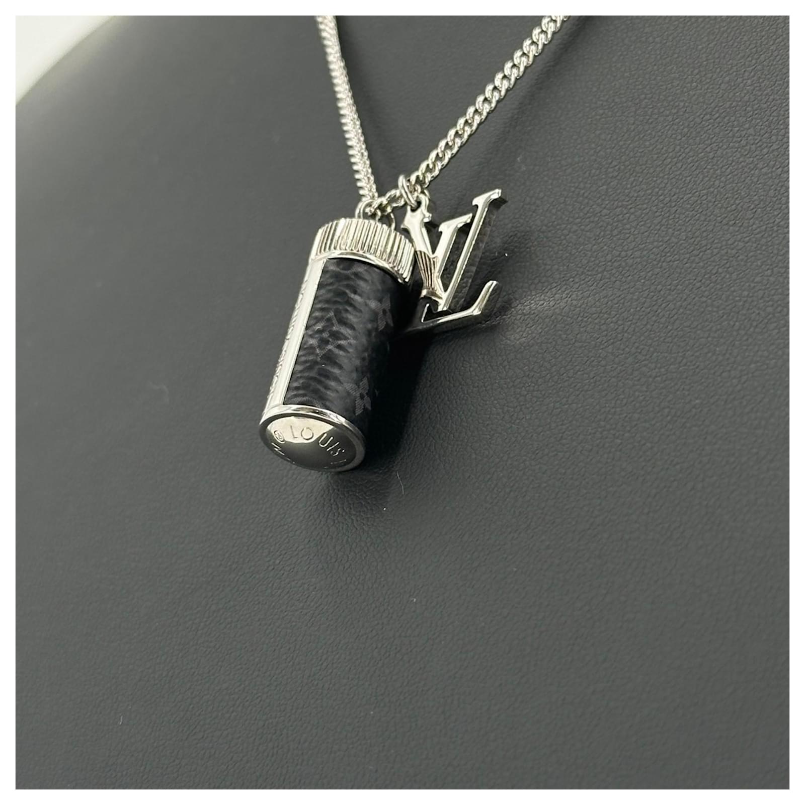 Louis Vuitton Monogram Eclipse Collier Charms Necklace Leather