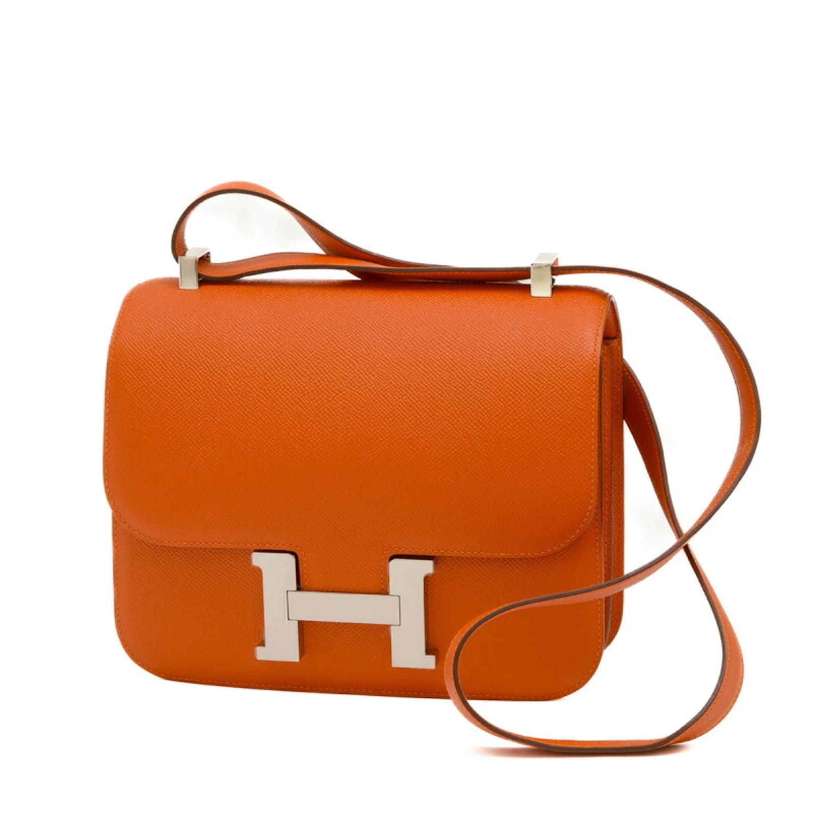 Hermès Hermes Constance 24 Handbag in Orange Poppy Leather ref