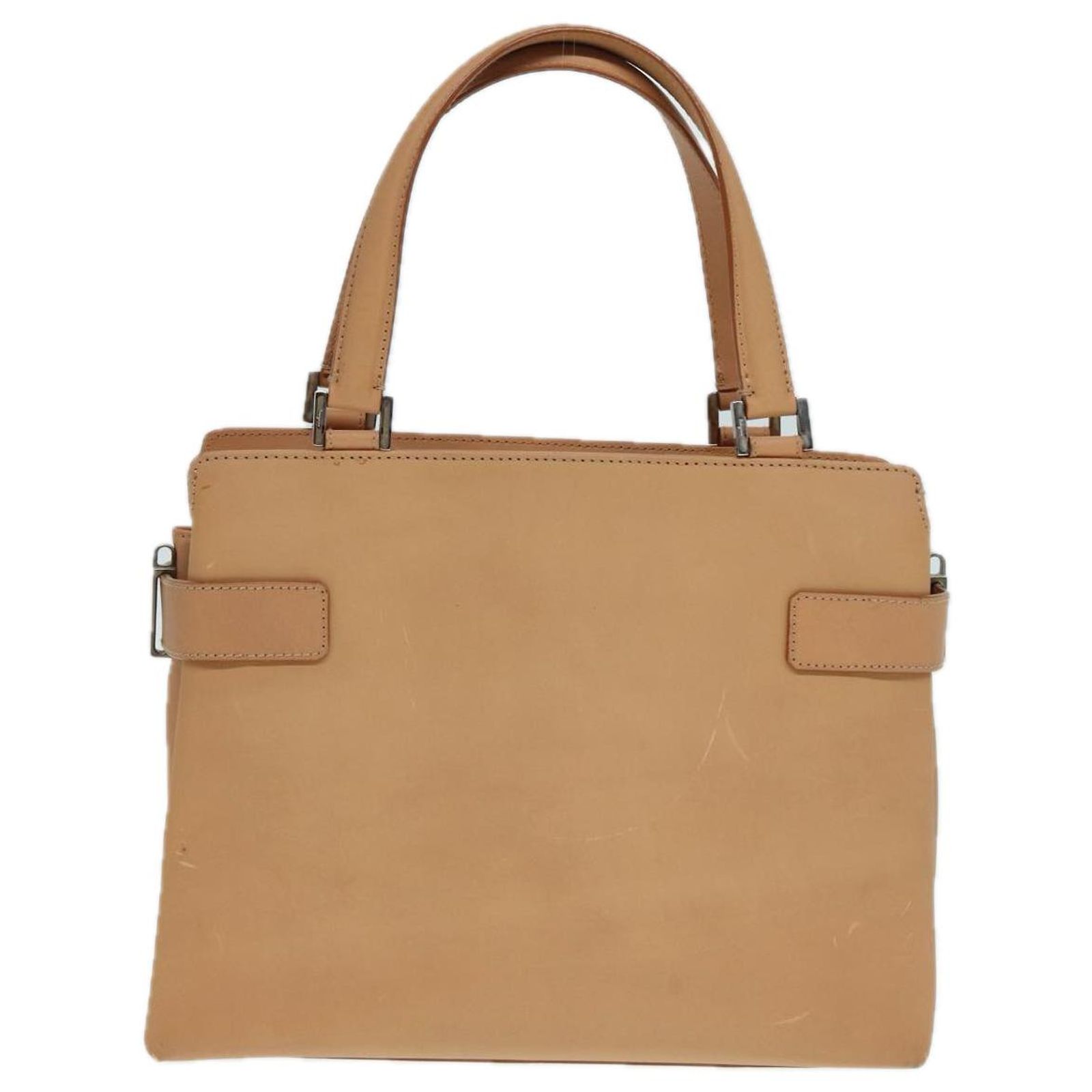 中古】 AQ-21 0198 Salvatore Ferragamo ハンドバッグ ベージュ 