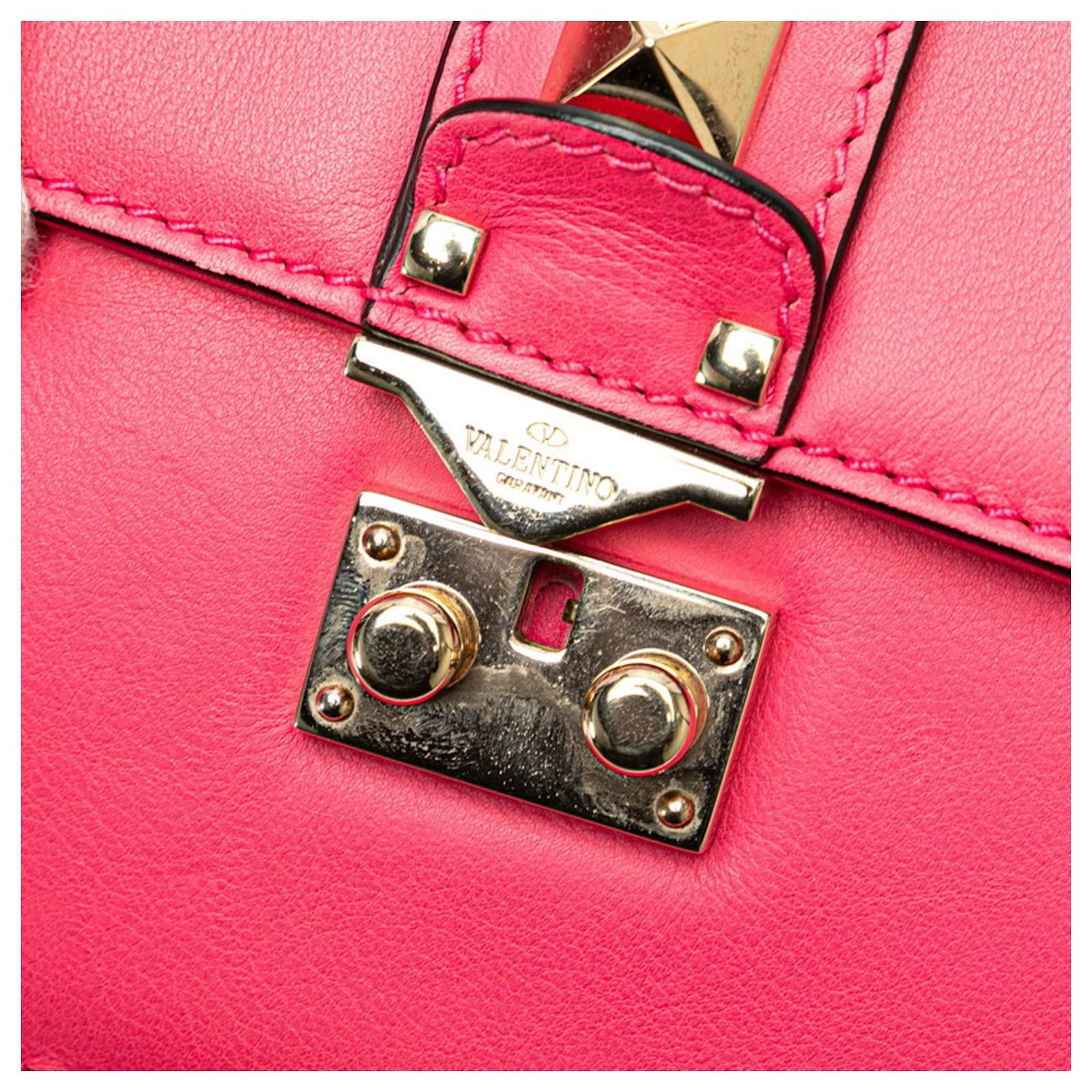 Valentino Rockstud Chain Shoulder Bag Pink Leather ref